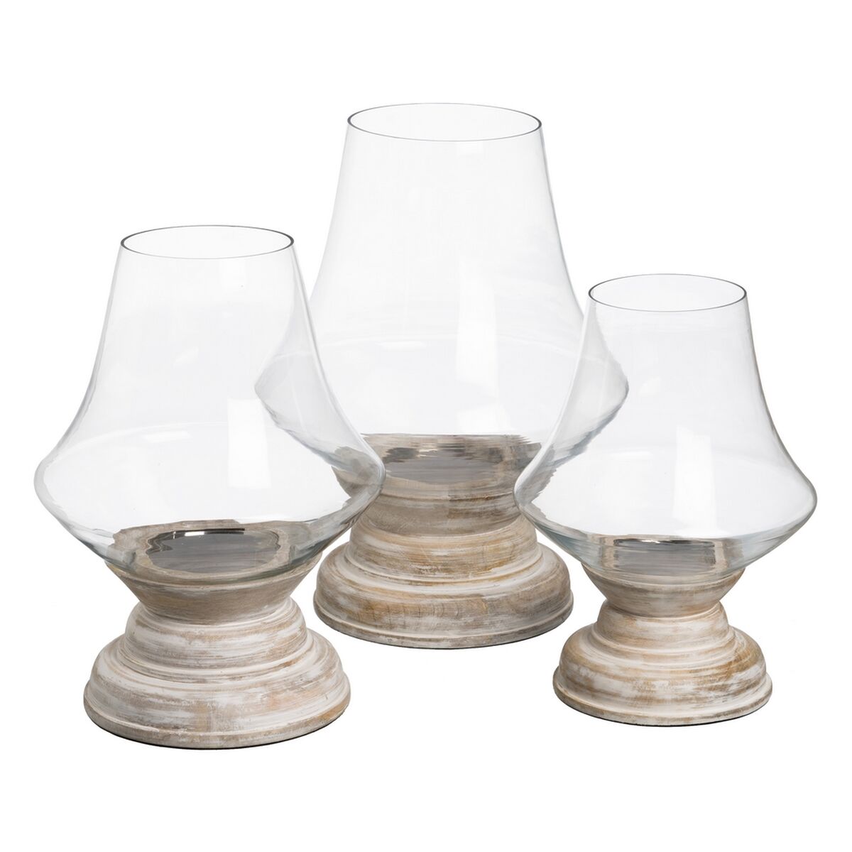 Ljusstakar Vit Trä Glas 33 x 33 x 43 cm - 2