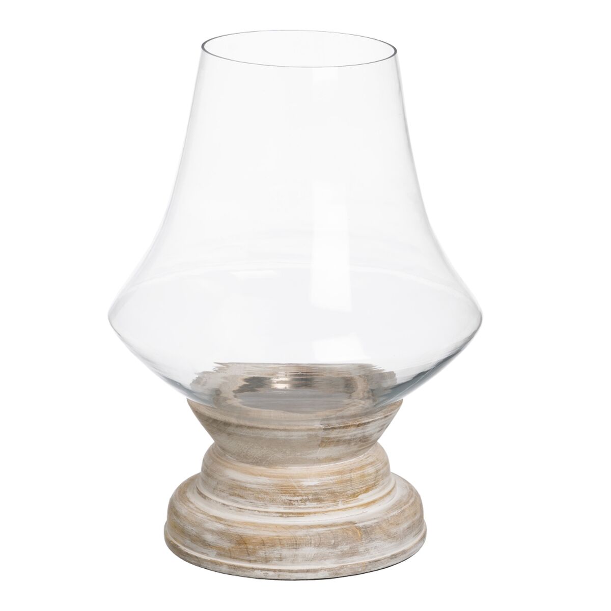 Ljusstakar Vit Trä Glas 33 x 33 x 43 cm