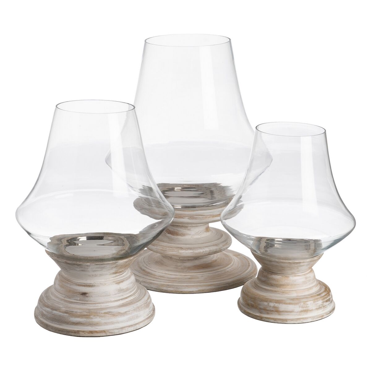 Ljusstakar Vit Trä Glas 28 x 28 x 38 cm - 2