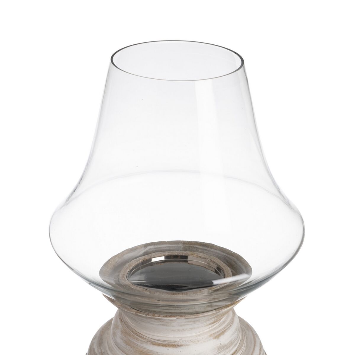 Ljusstakar Vit Trä Glas 28 x 28 x 38 cm - 3