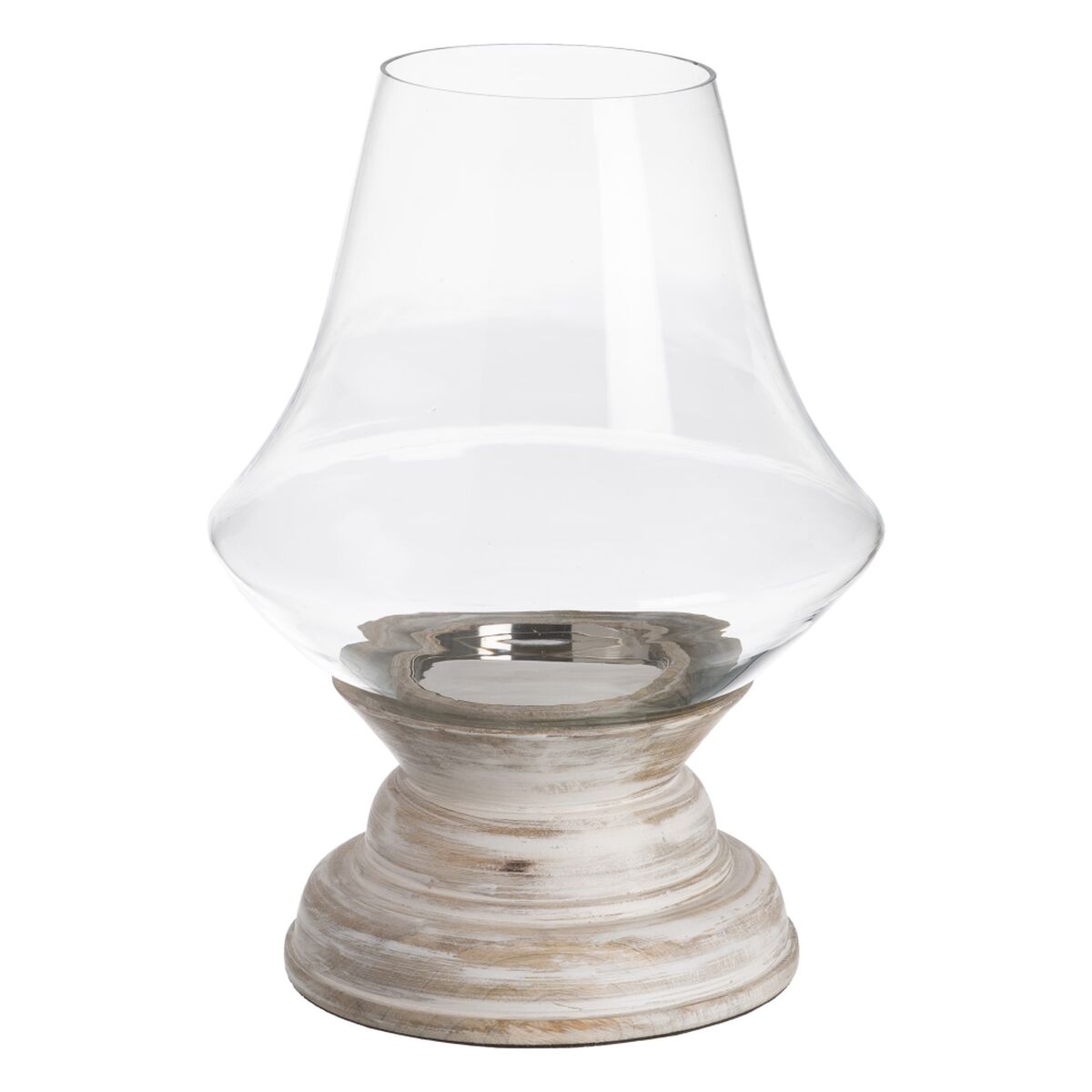 Ljusstakar Vit Trä Glas 28 x 28 x 38 cm