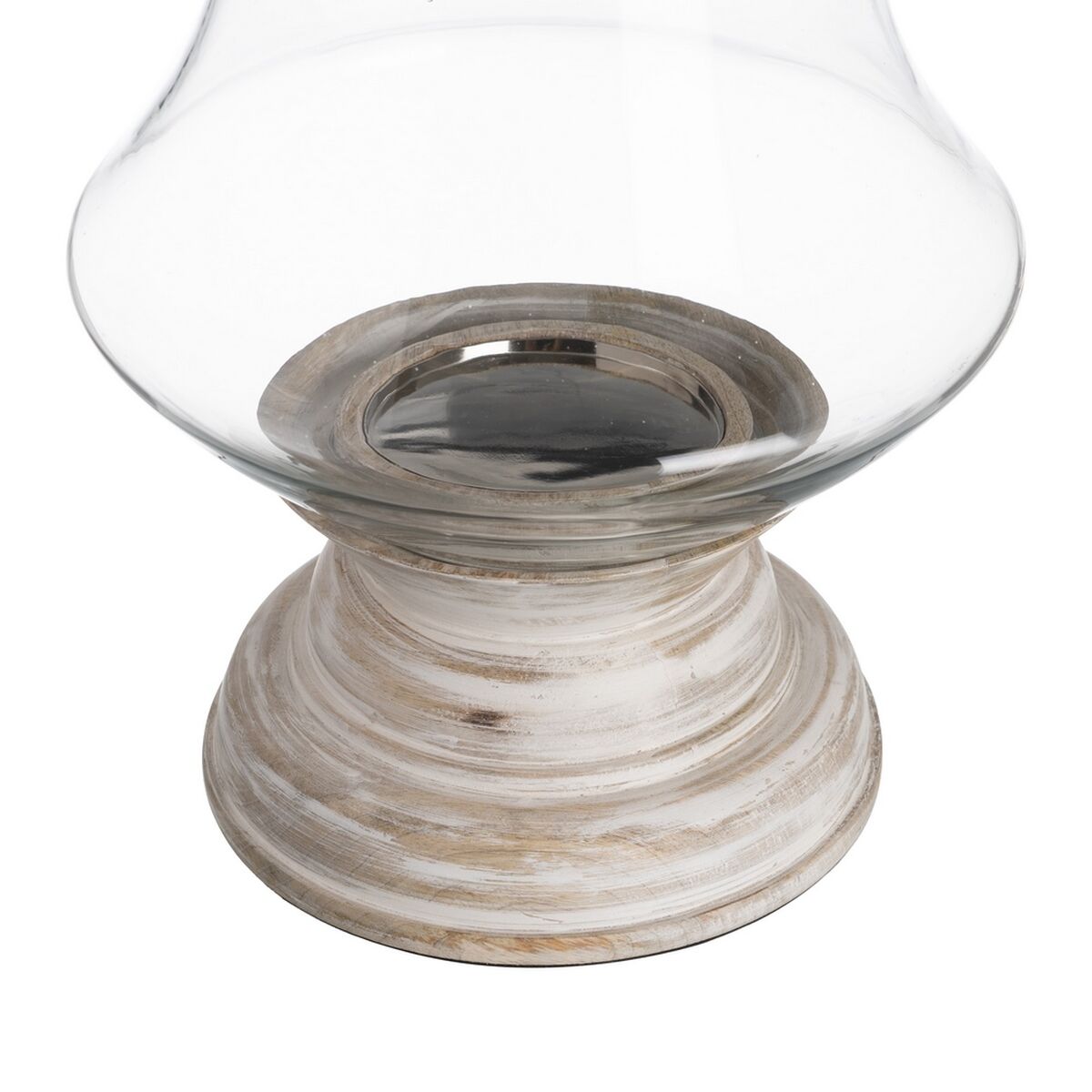 Ljusstakar Vit Trä Glas 28 x 28 x 38 cm - 6