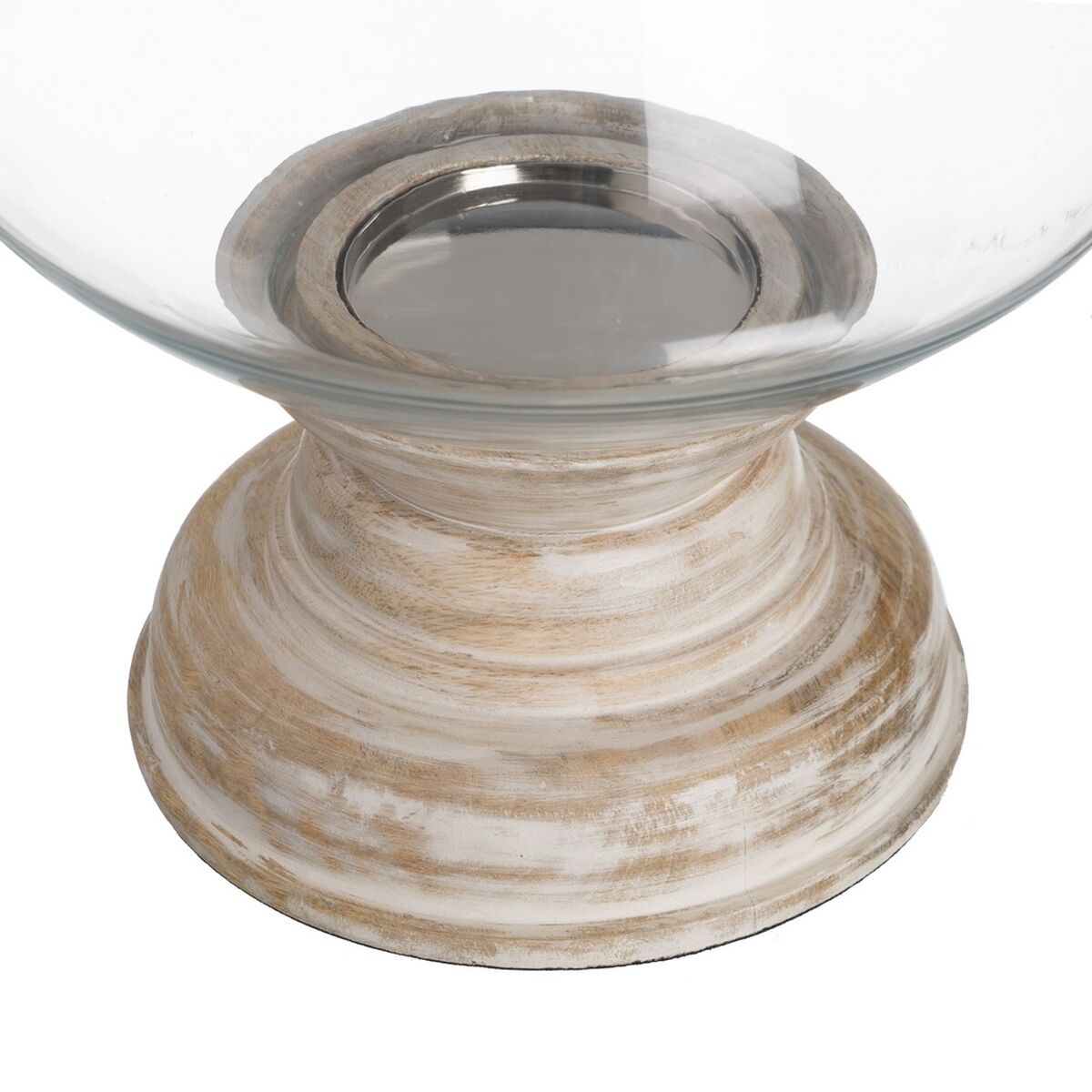 Ljusstakar Vit Trä Glas 23 x 23 x 34 cm - 6