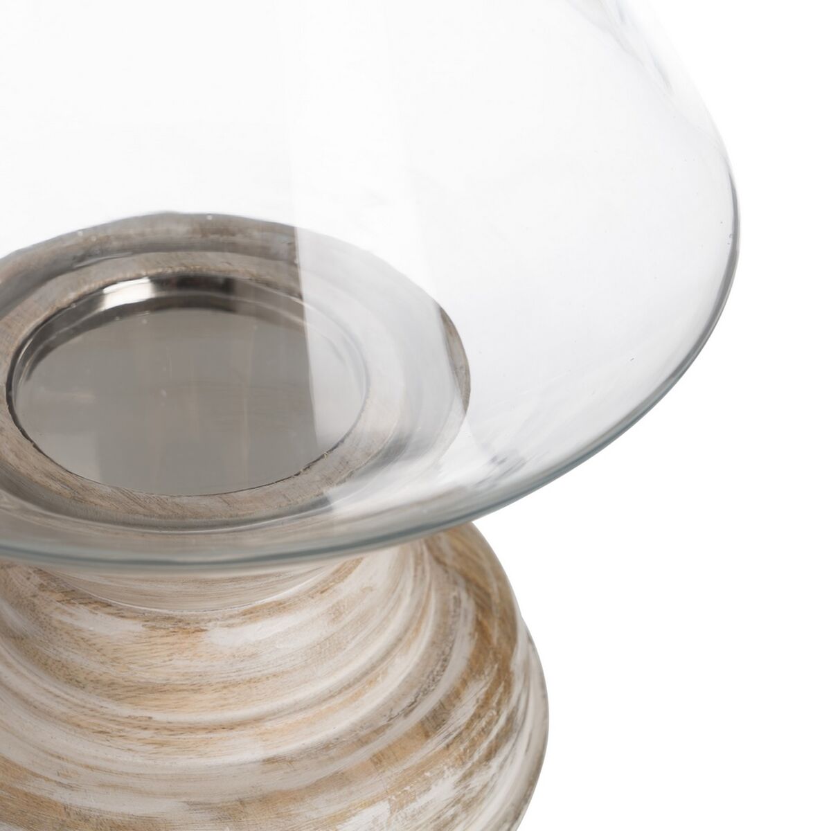 Ljusstakar Vit Trä Glas 23 x 23 x 34 cm - 4