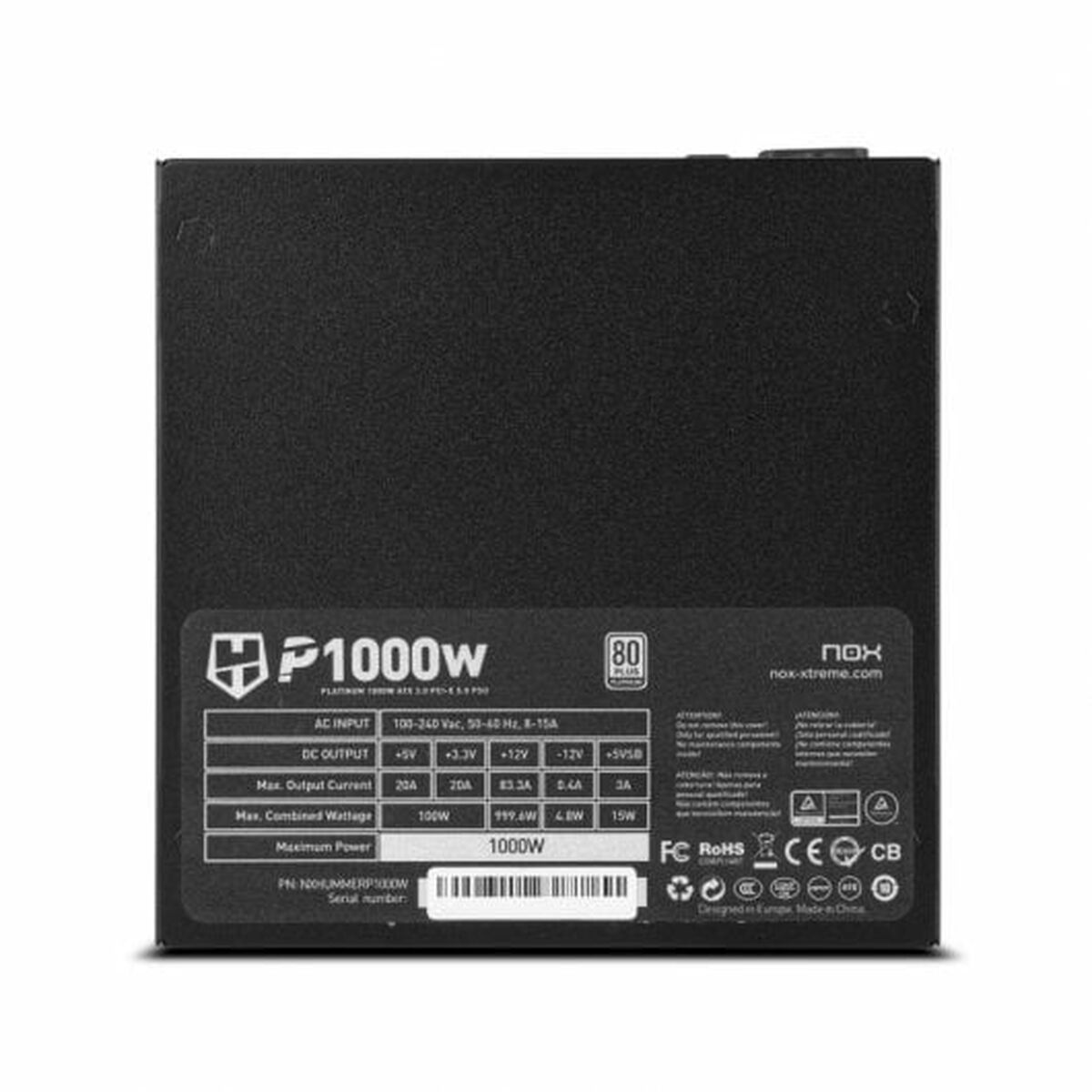 Strömtillförsel Nox-Xtreme NXHUMMERP1000W ATX 1000 W 80 PLUS Platinum - 4