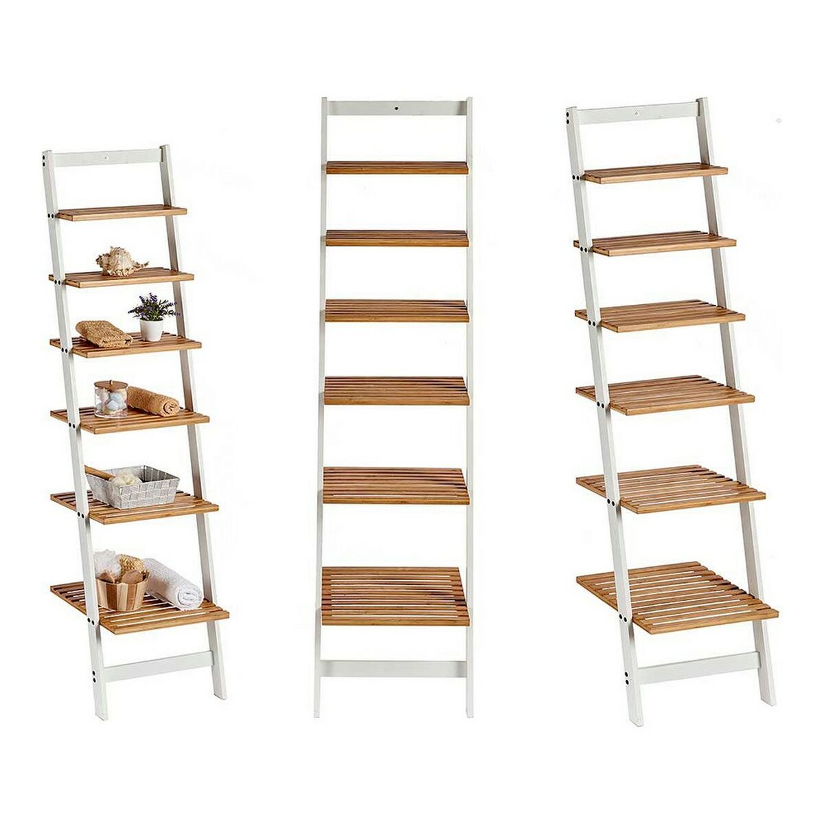 Bokhylla Brun Vit Bambu (35 x 165 x 42 cm) - 4