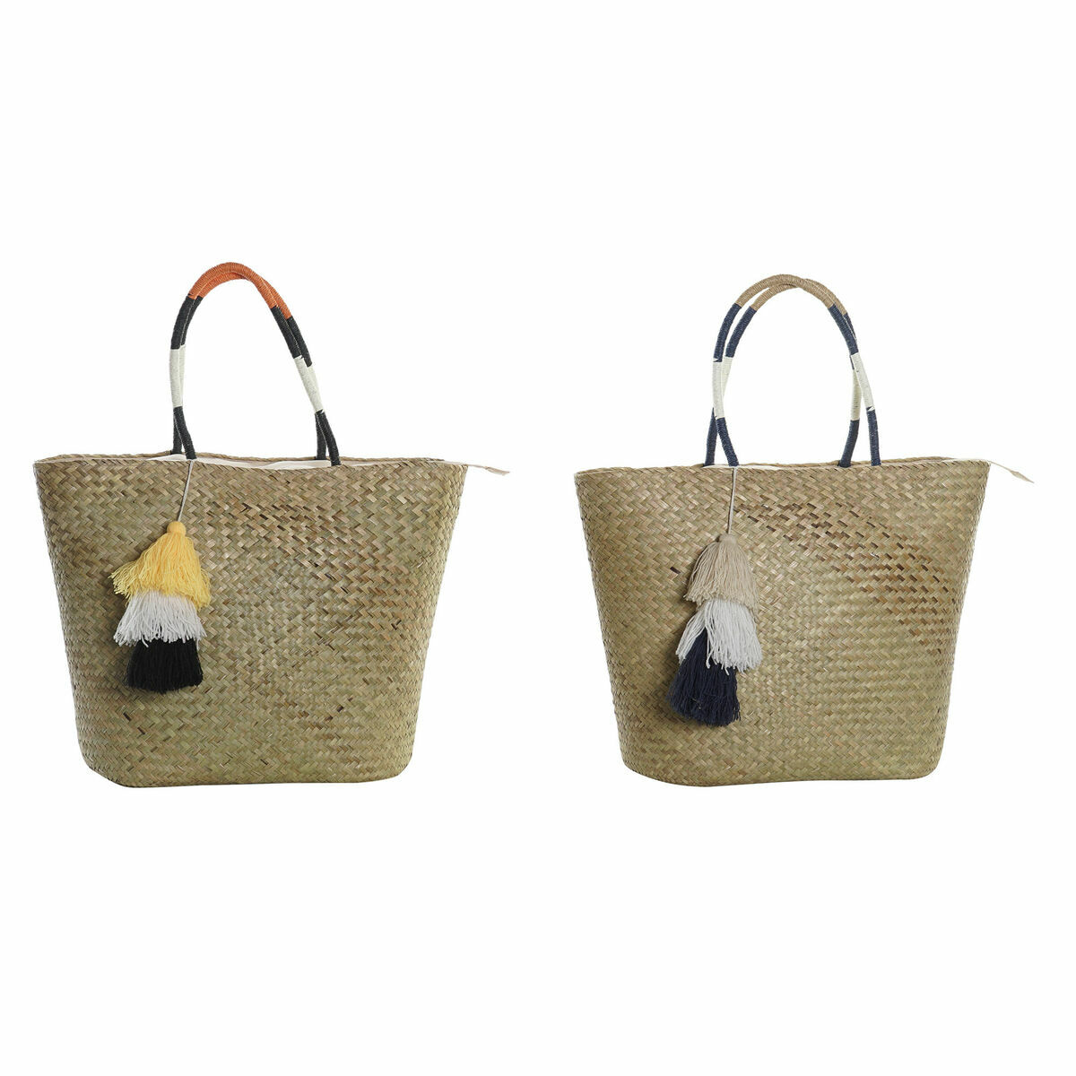 Strandväska DKD Home Decor Orange Naturell Marinblå Fibrer 49 x 18 x 37 cm (2 antal) - 5