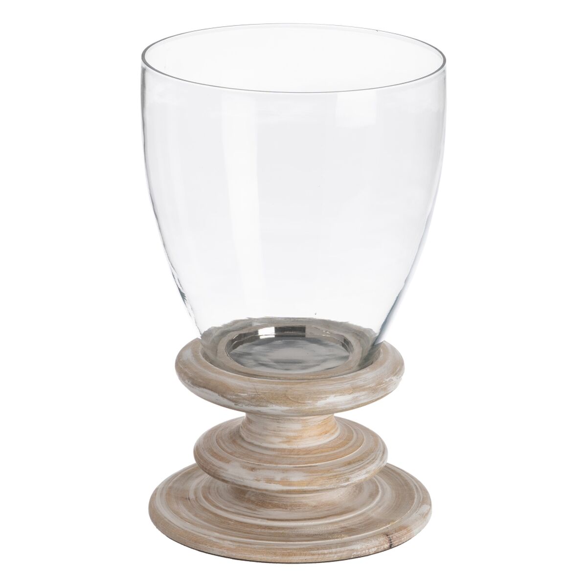 Ljusstakar Vit Trä Glas 24 x 24 x 39 cm