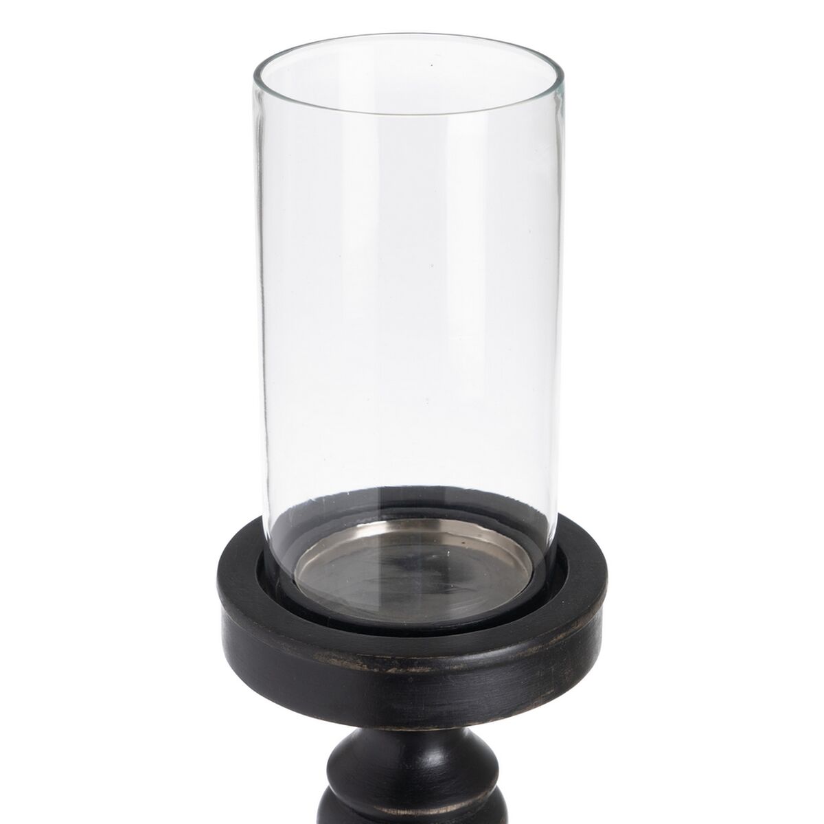 Ljusstakar Svart Trä Glas 12 x 12 x 62 cm - 4