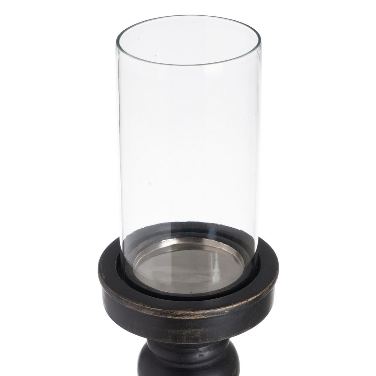 Ljusstakar Svart Trä Glas 12 x 12 x 55 cm - 4