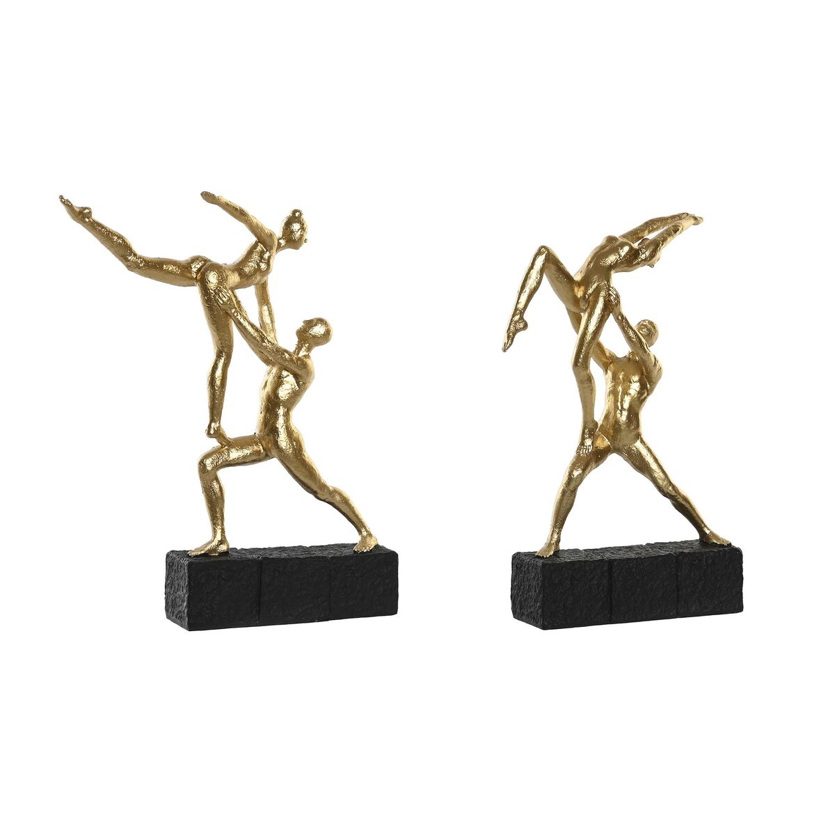 Prydnadsfigur DKD Home Decor 21 x 5,5 x 25,5 cm Svart Gyllene Gymnast (2 antal) - 3