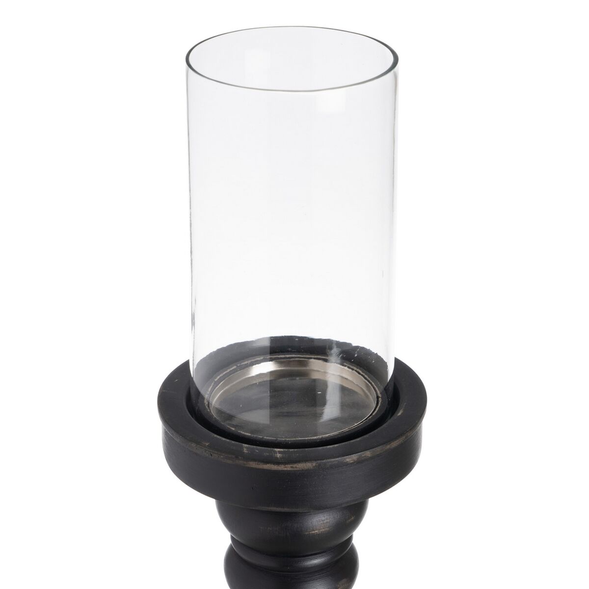 Ljusstakar Svart Trä Glas 12 x 12 x 47 cm - 4