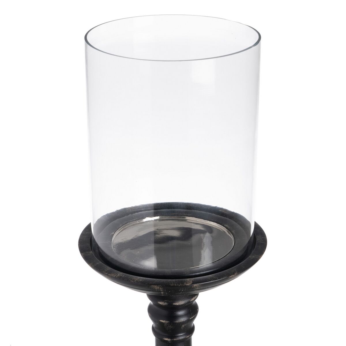 Ljusstakar Svart Trä Glas 20 x 20 x 53 cm - 3