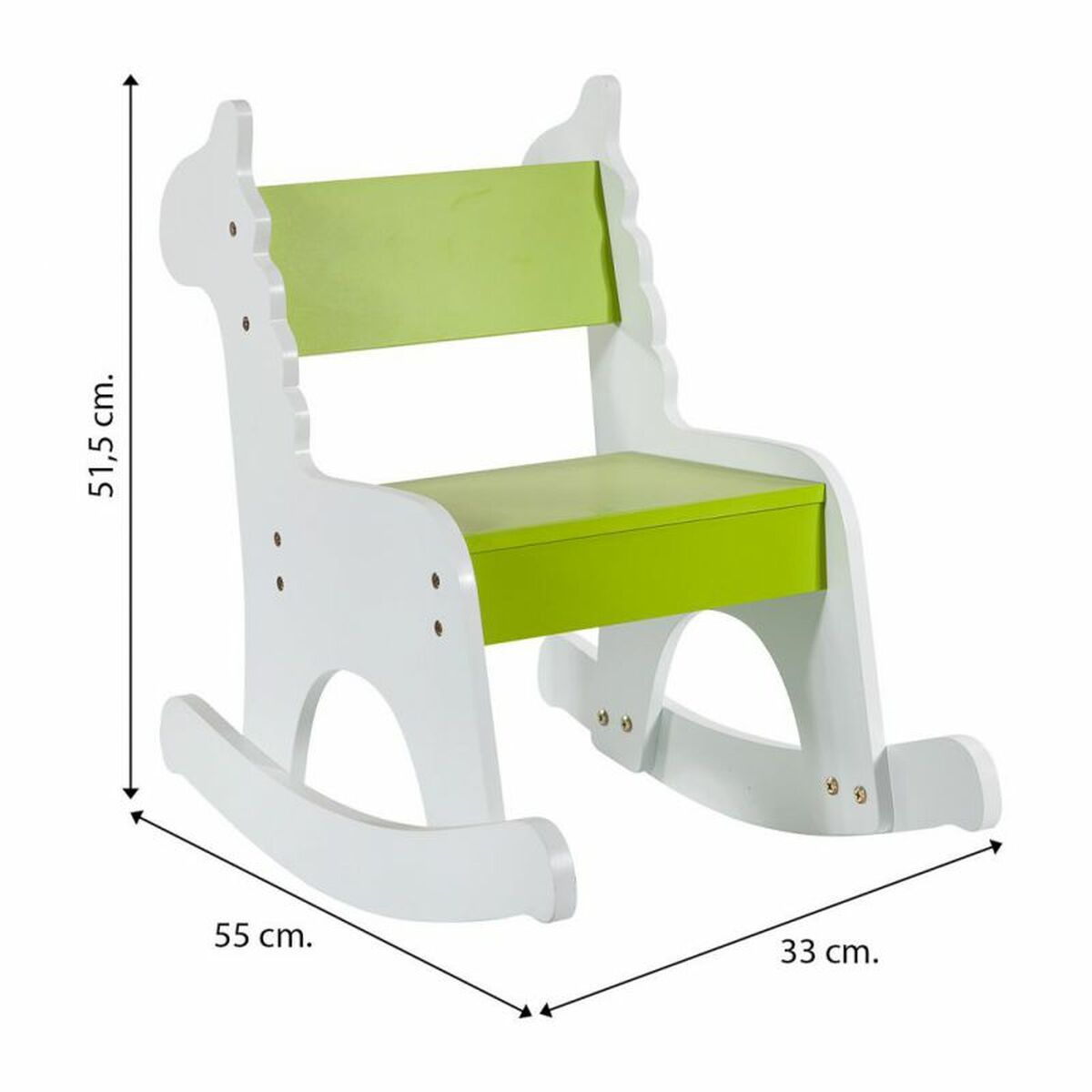 Gungstol Alexandra House Living Vit Grön Trä MDF 33 x 55 x 51,5 cm Barn Giraff - 6