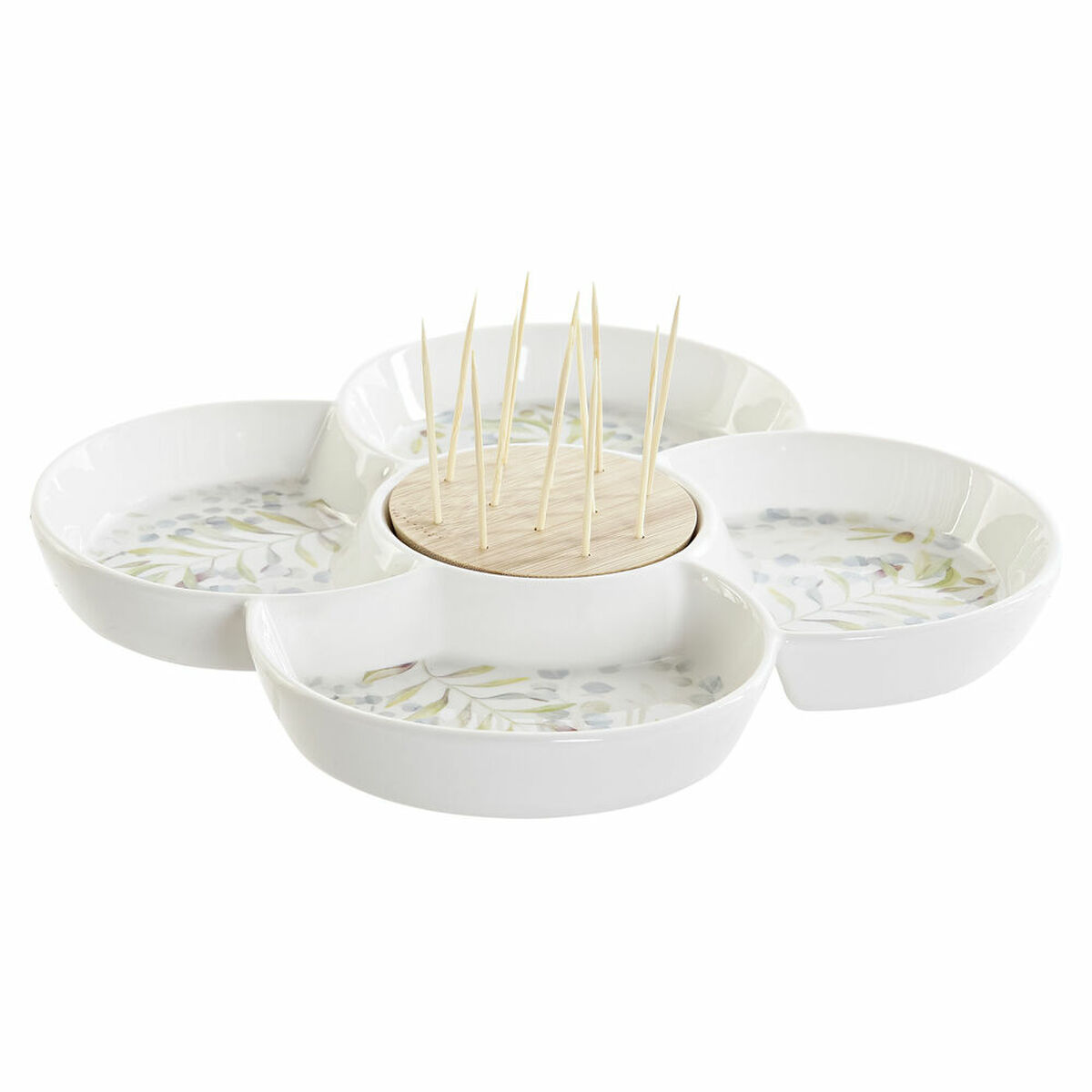 Tilltuggsset DKD Home Decor Multicolour Naturell Bambu Stengods Cottage 22 x 22 x 7 cm - 7