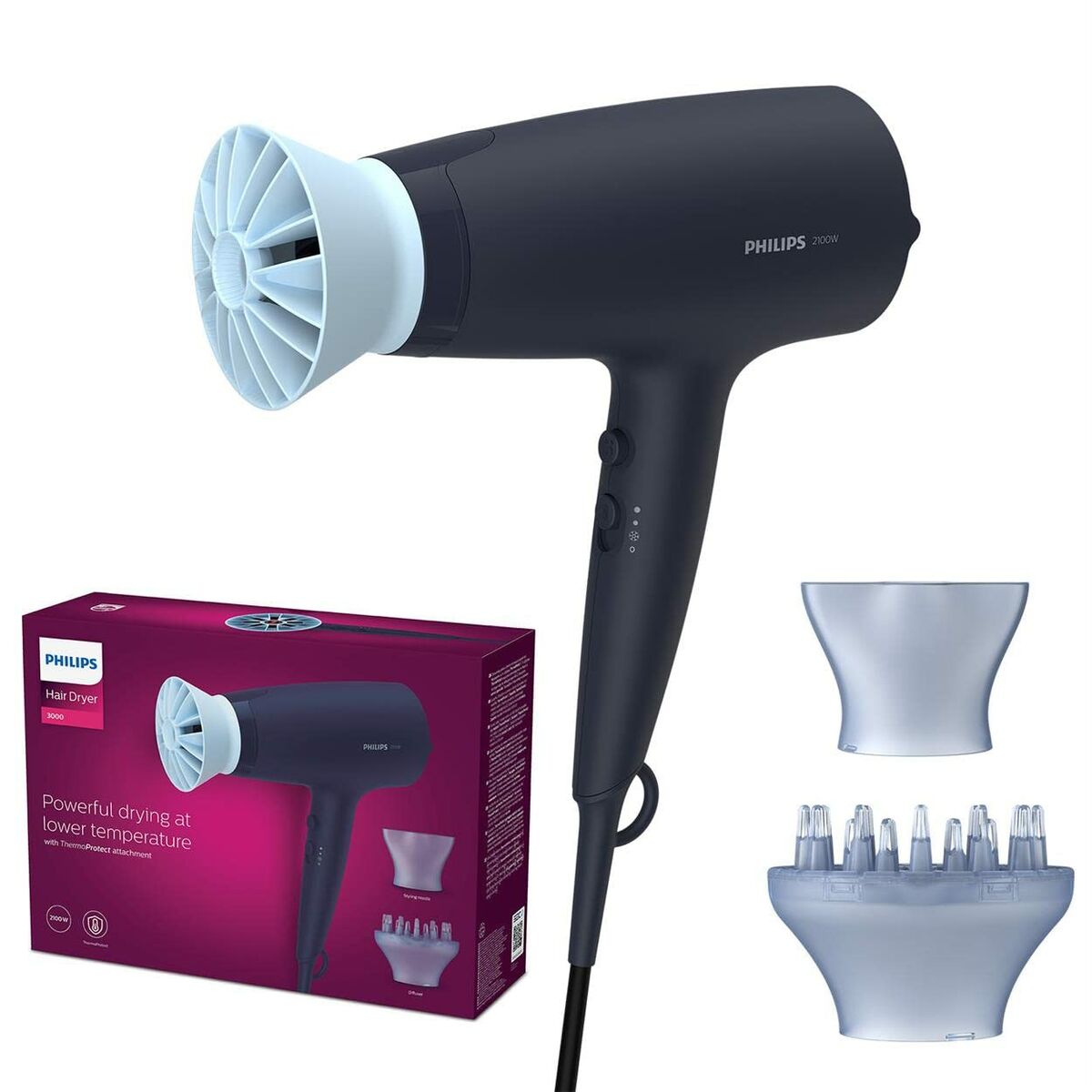 Hårtork Philips 3000 BHD360/20 Secador Marinblå deep blue 2100 W - 2