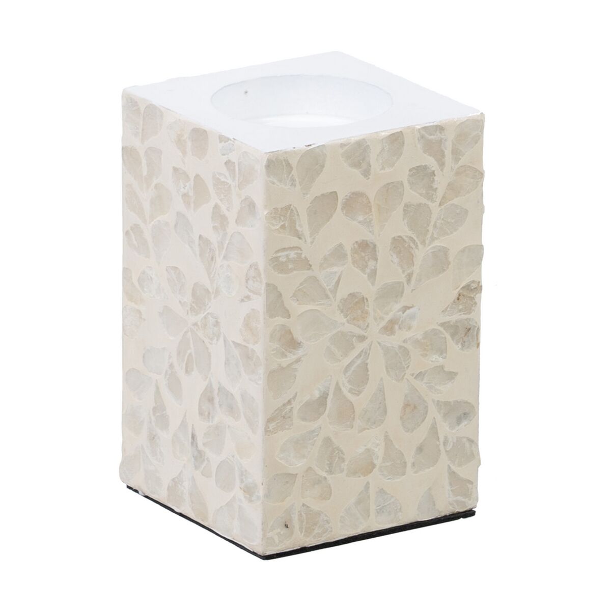 Ljusstakar Beige Pärlemor Trä MDF 10,5 x 10,5 x 16 cm