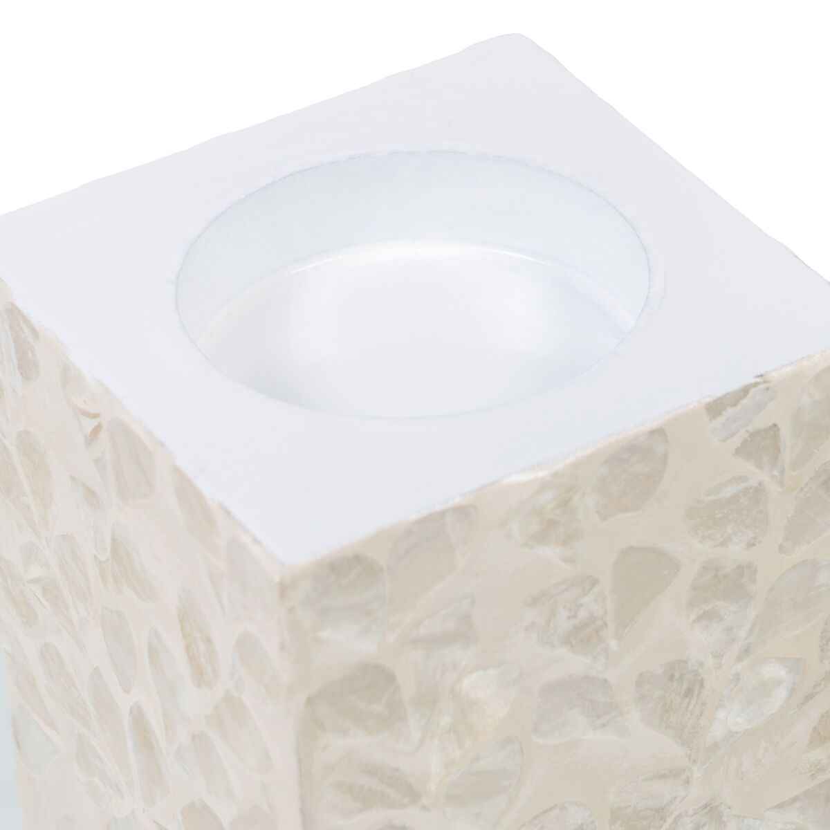 Ljusstakar Beige Pärlemor Trä MDF 10,5 x 10,5 x 16 cm - 2