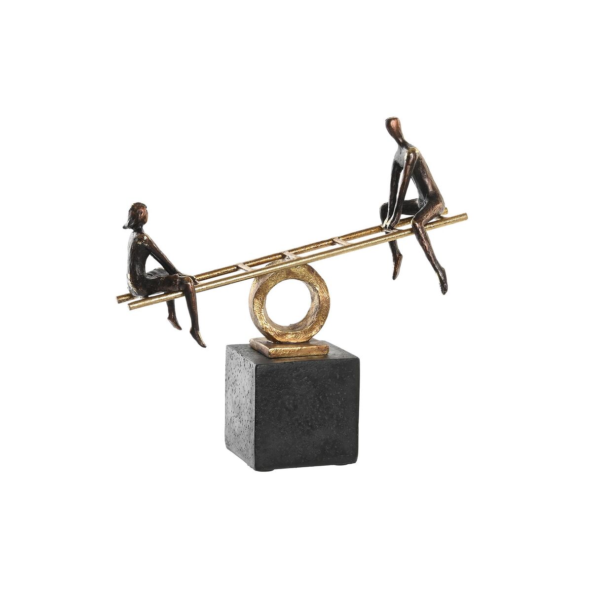 Prydnadsfigur DKD Home Decor Svart Gyllene Metall Harts Personer Modern (27 x 9 x 27,5 cm) - 3