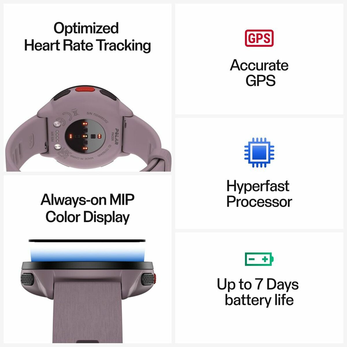 Smartwatch med stegräknare Running Polar Purpur 1,2" - 3