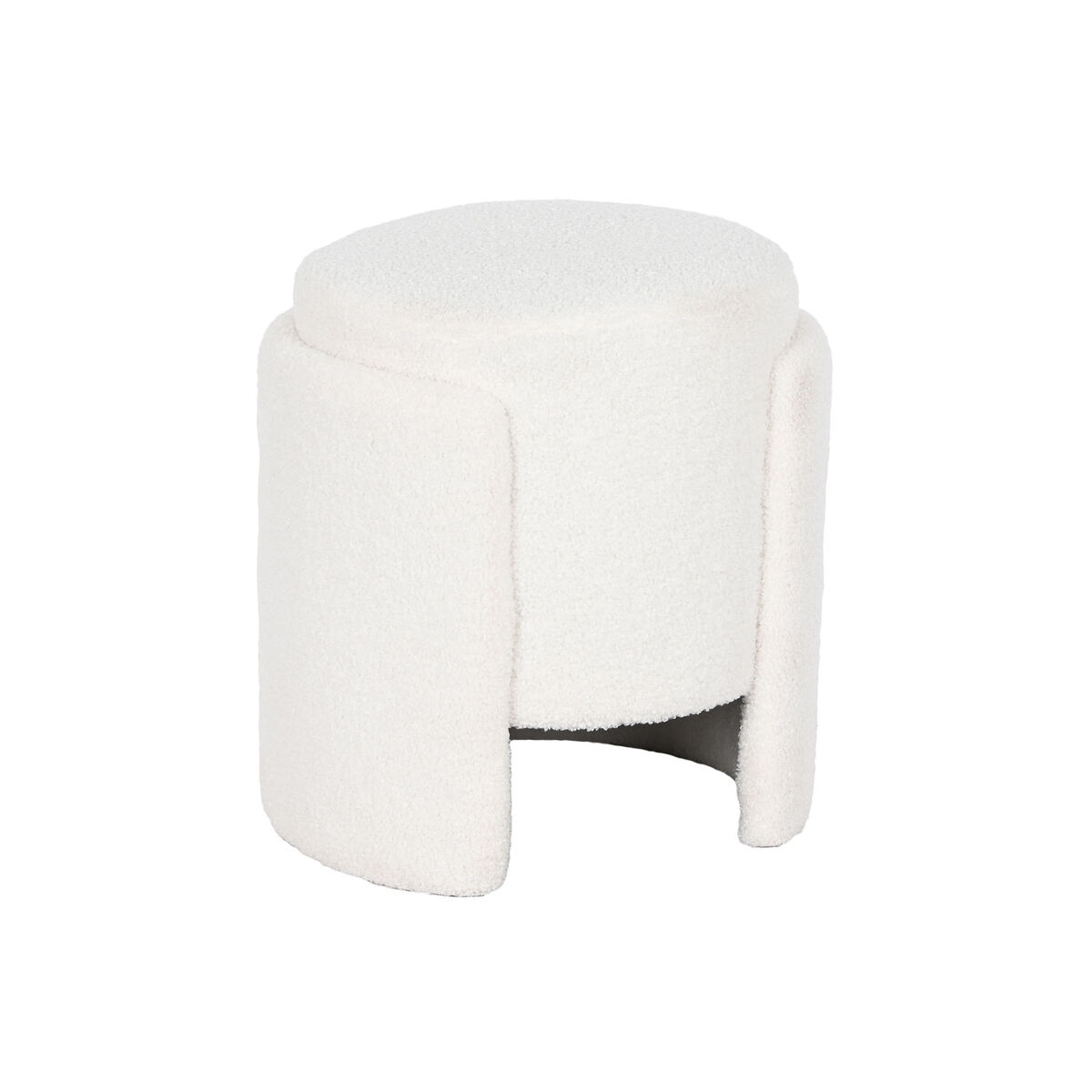 Fotpall Home ESPRIT Vit Polyester Trä MDF Scandi 40 x 40 x 43 cm