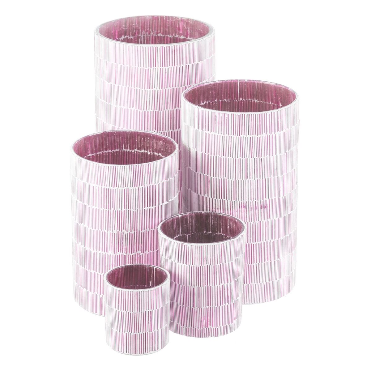 Ljusstakar Rosa Glas Cement 10 x 10 x 13 cm - 4