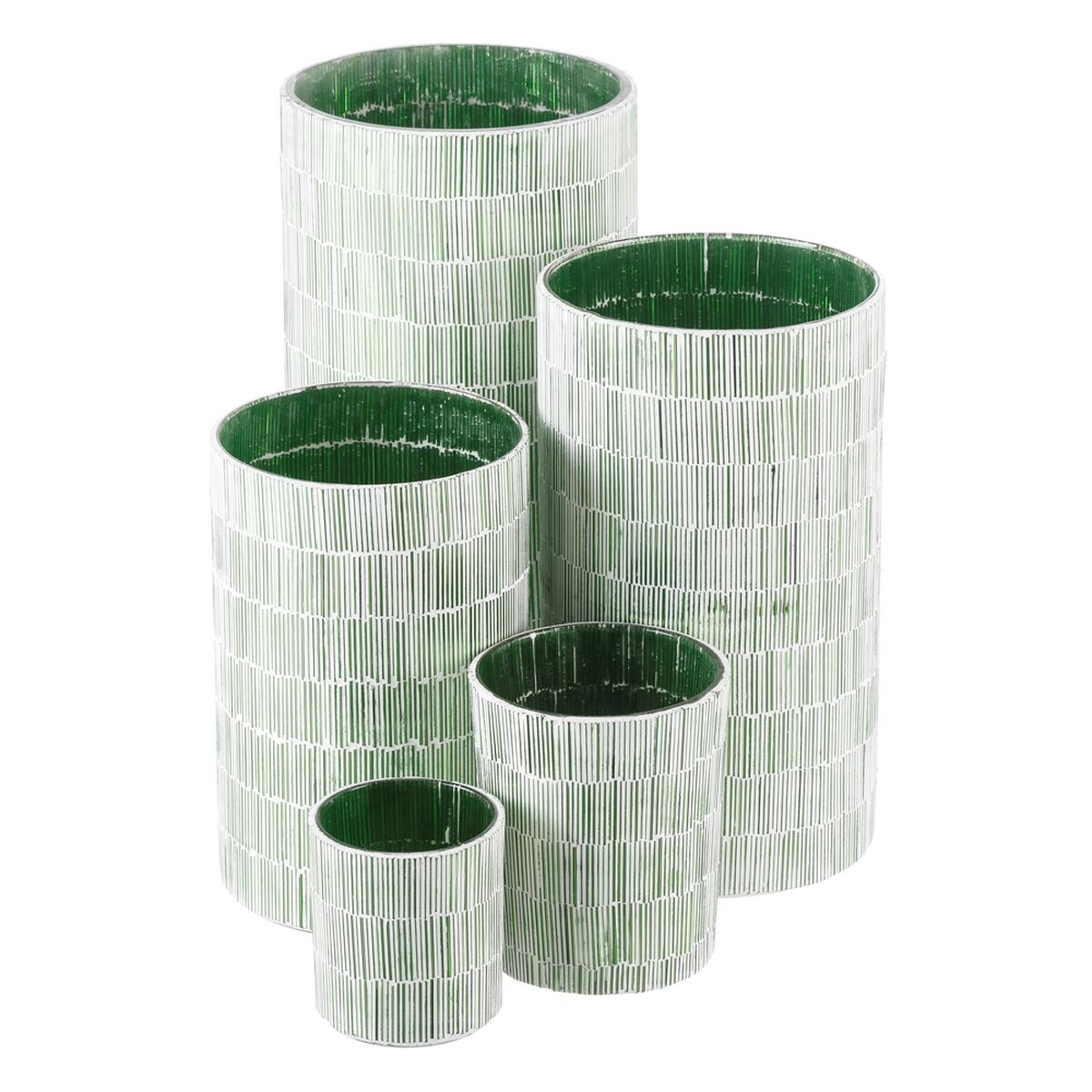 Ljusstakar Grön Glas Cement 10 x 10 x 13 cm - 4