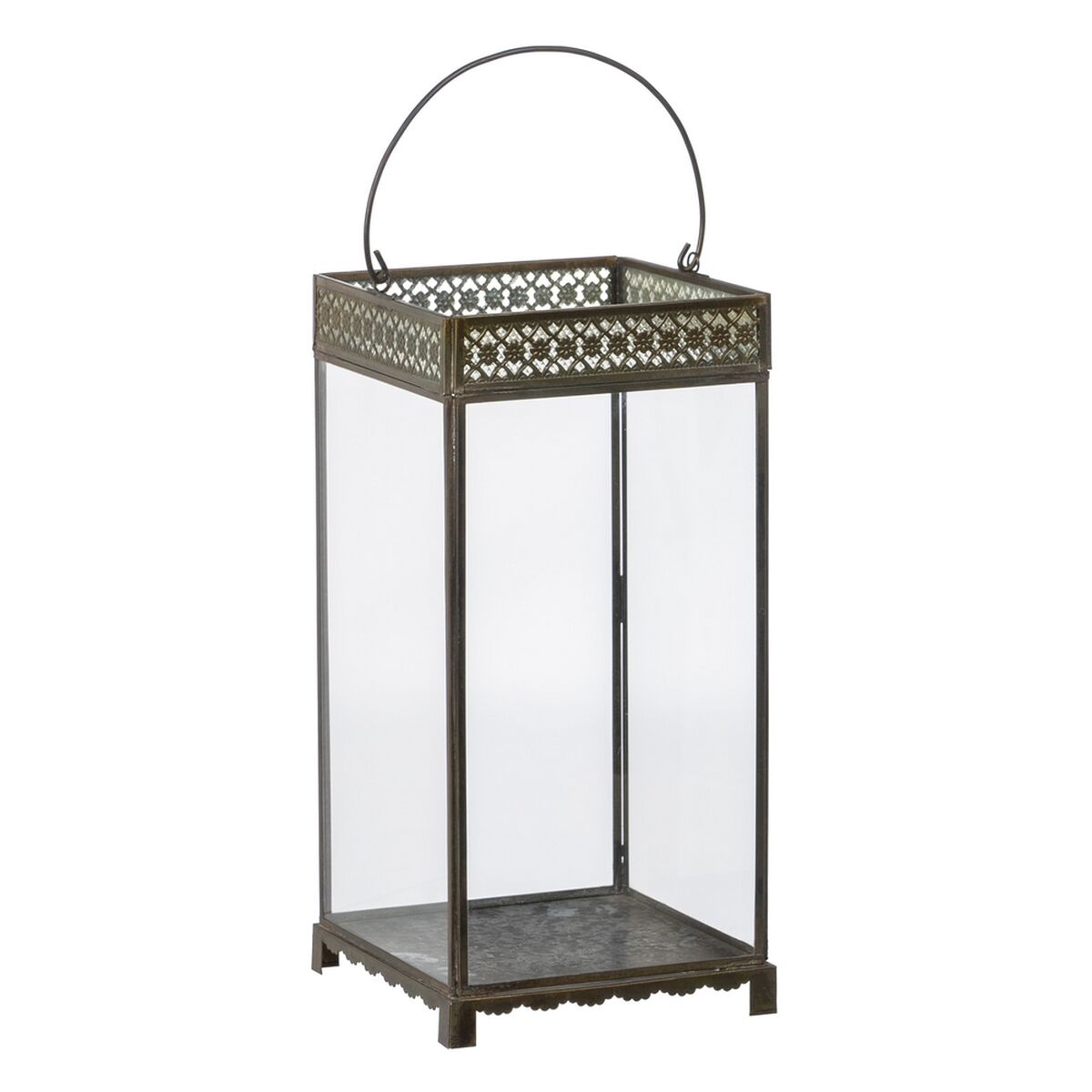 Lykta Ljusstakar Glas Gyllene Metall 18 x 18 x 37 cm