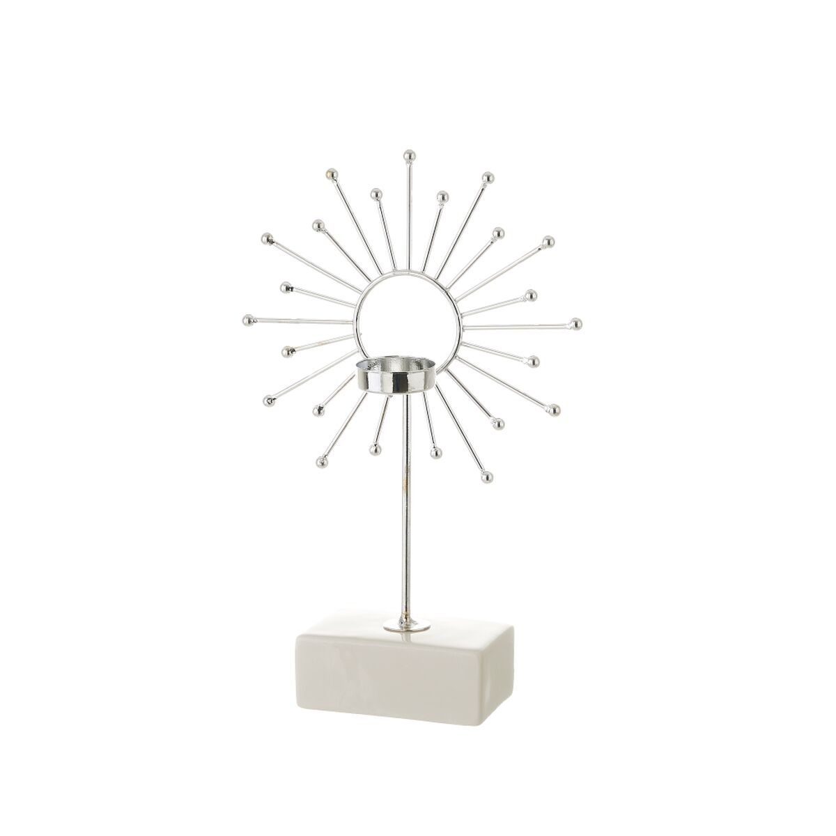 Ljusstakar Vit Silvrig Keramik Järn 18,4 x 8,4 x 29,1 cm