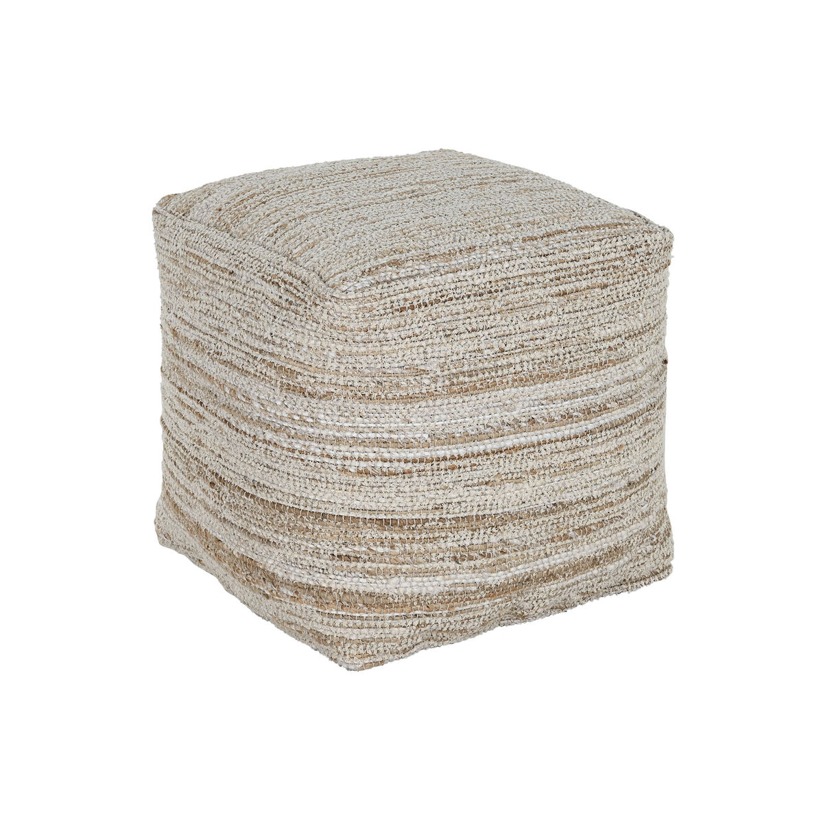 Fotpall Home ESPRIT Vit Naturell 45 x 45 x 45 cm