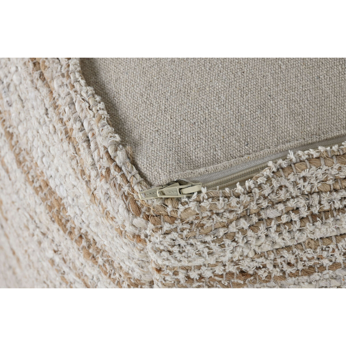 Fotpall Home ESPRIT Vit Naturell 45 x 45 x 45 cm - 3