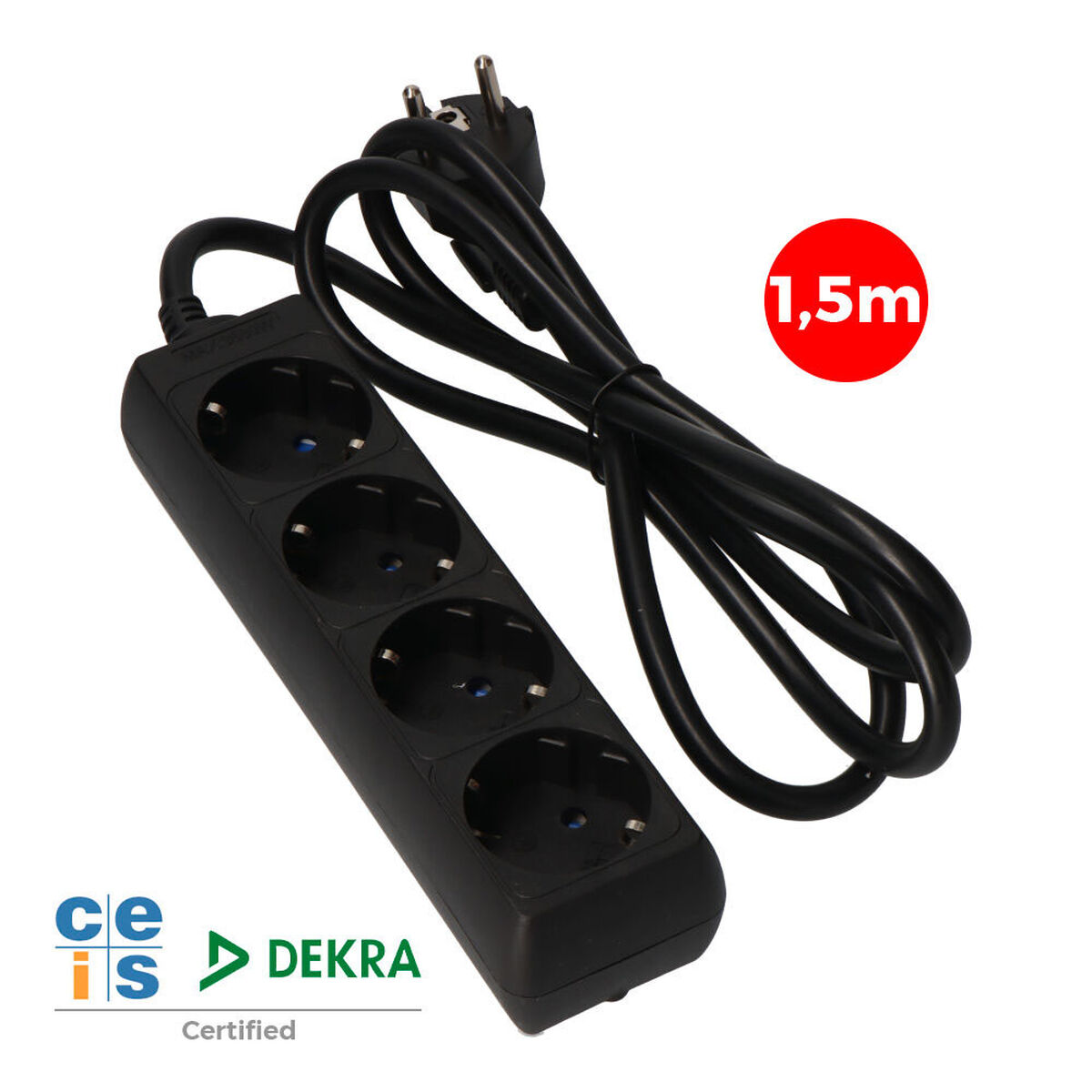 Ellist 4 Tomas-uttag utan brytare EDM 41007 Schuko (1,5 m) - 3