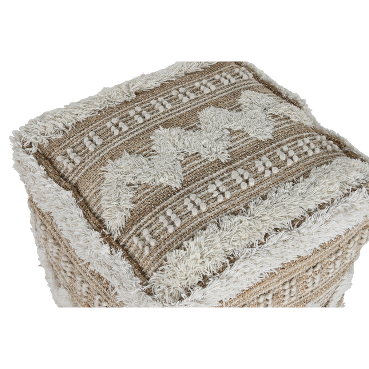 Fotpall Home ESPRIT Vit Brun 59 x 59 x 59 cm - 2