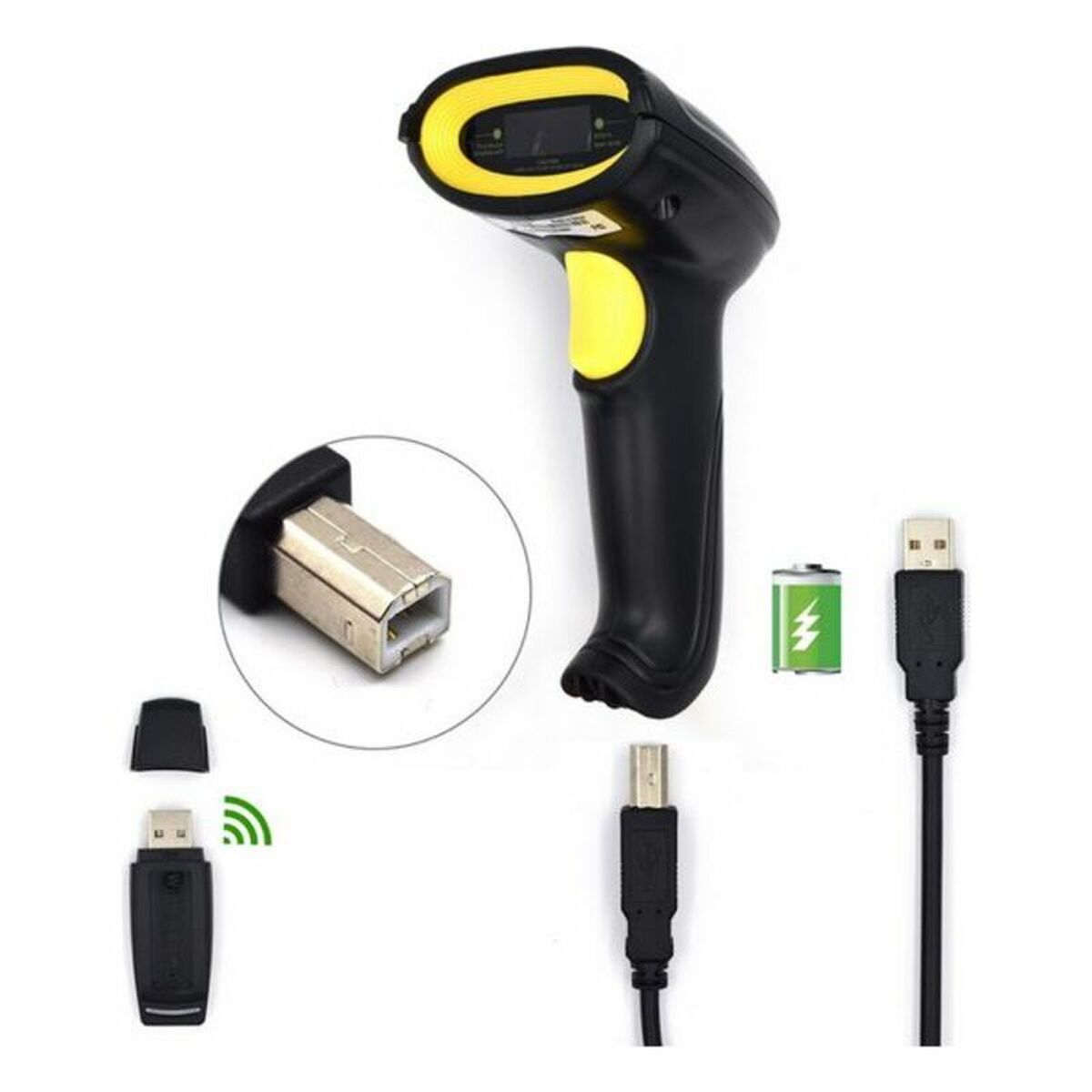 Sträckkodsläsare med hållare Ewent EW3430 LED USB - 2