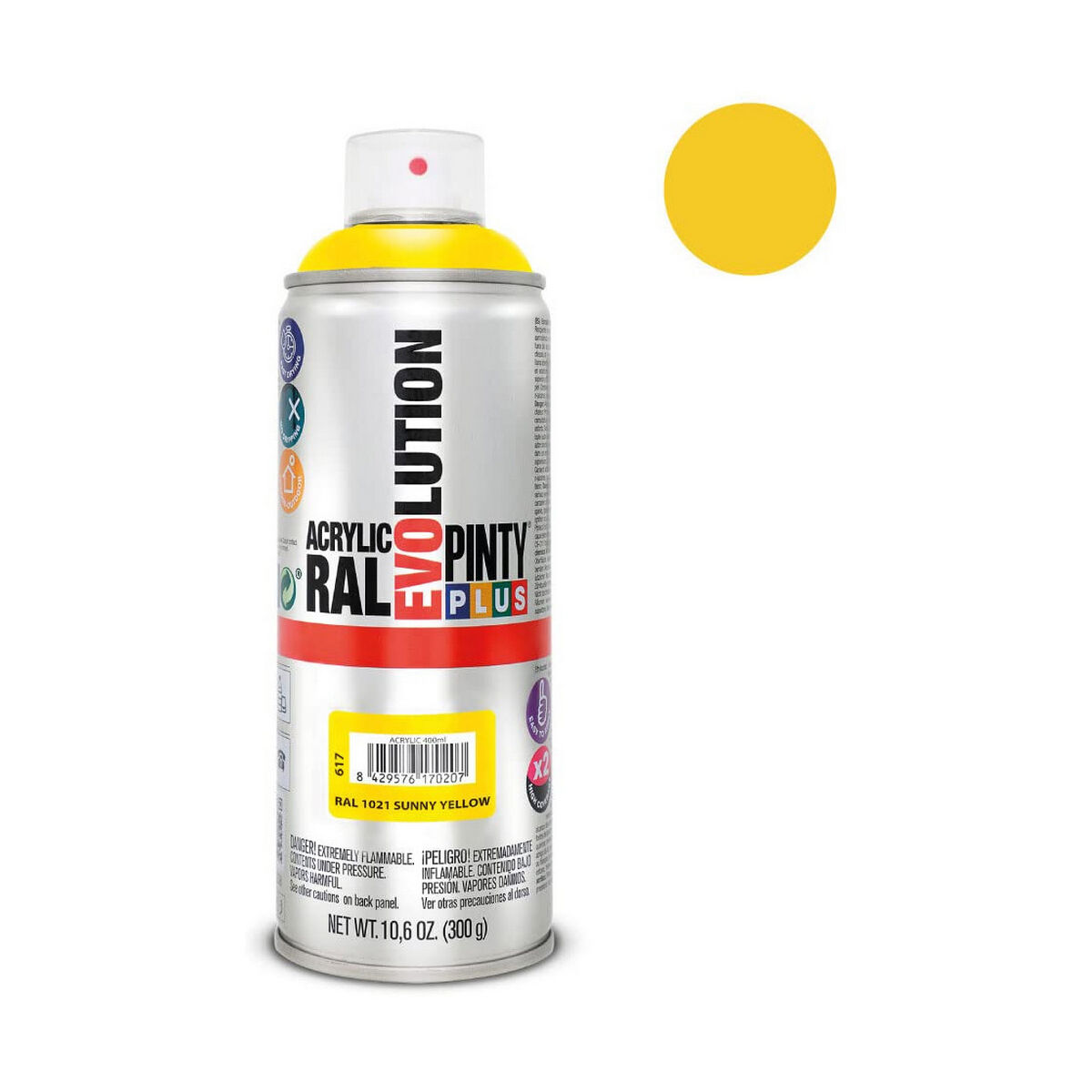 Sprejfärg Pintyplus Evolution RAL 1021 400 ml Sunny Yellow - 4