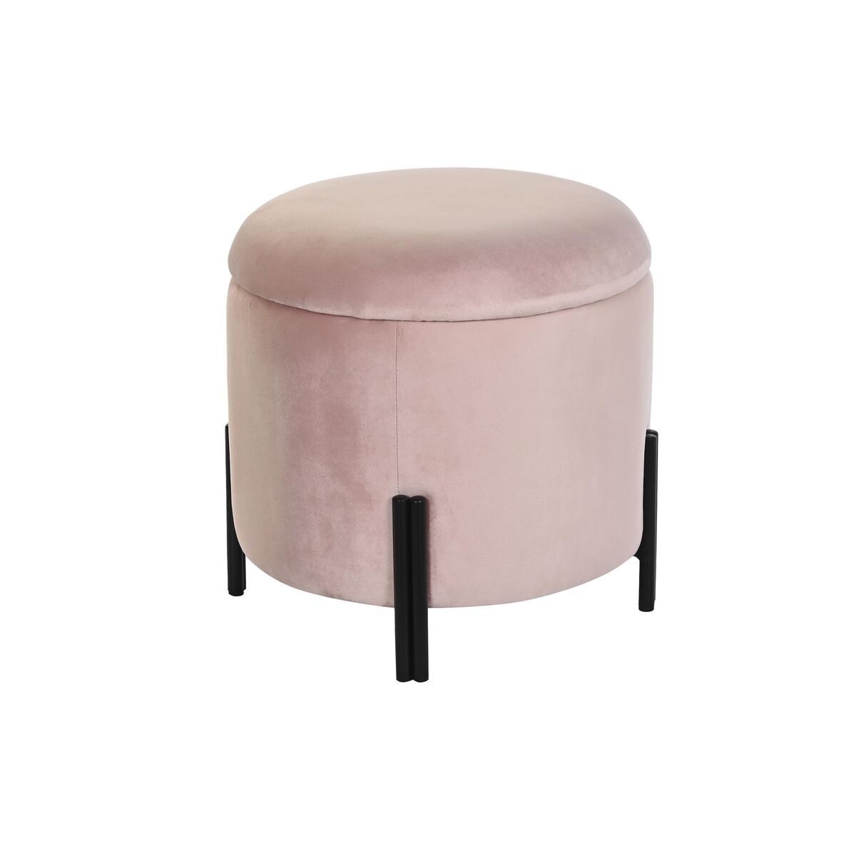 Fotpall DKD Home Decor Svart Rosa Metall Sammet 42 x 42 x 42 cm - 4