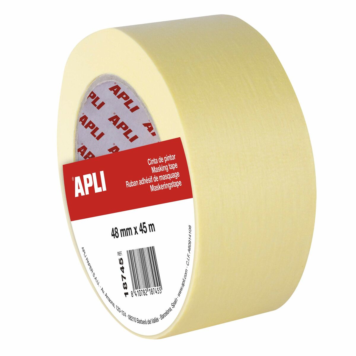Självhäftande band Apli Kaross Målare Gul 6 Delar 48 mm x 45 m - 3