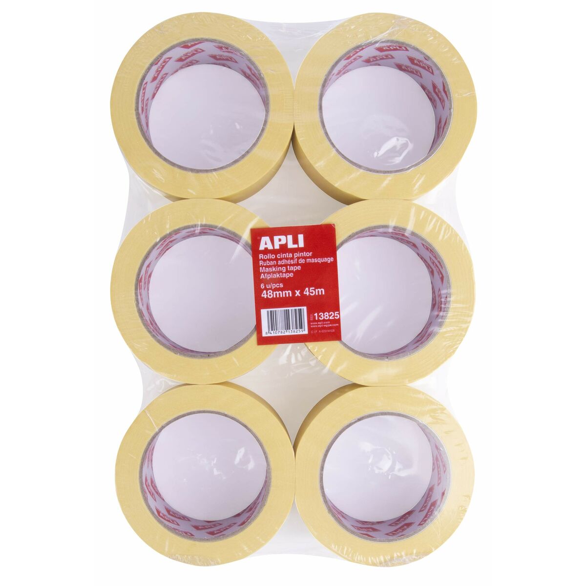 Självhäftande band Apli Kaross Målare Gul 6 Delar 48 mm x 45 m - 4