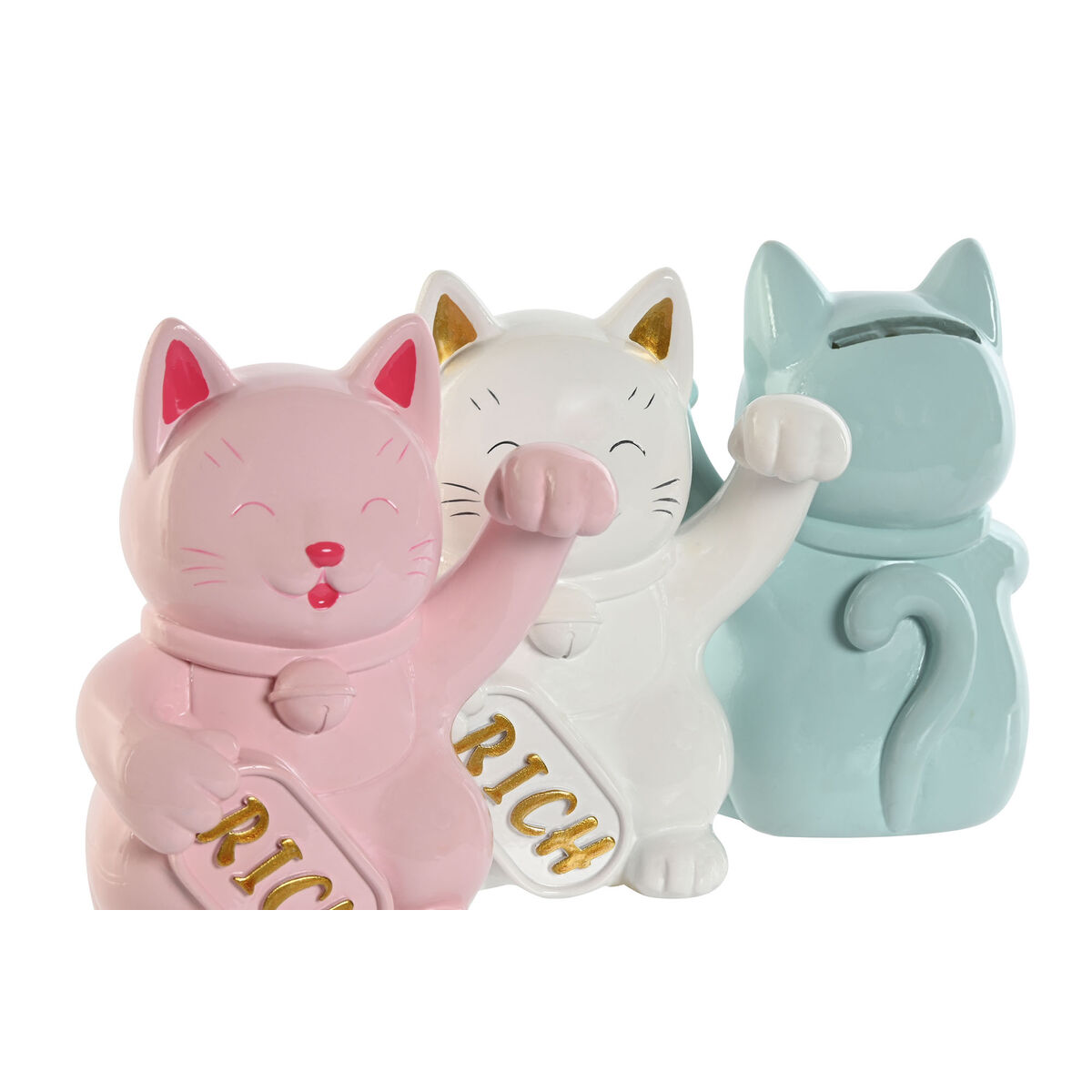 Sparbössa Home ESPRIT Harts Katt 12 x 9,5 x 16 cm (3 antal) - 2