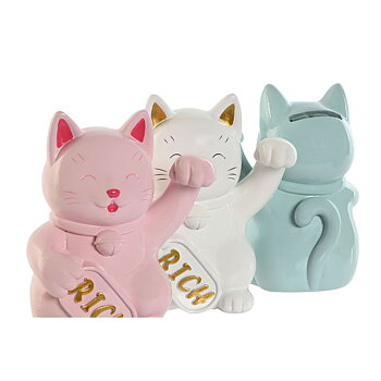 Sparbössa Home ESPRIT Harts Katt 12 x 9,5 x 16 cm (3 antal)