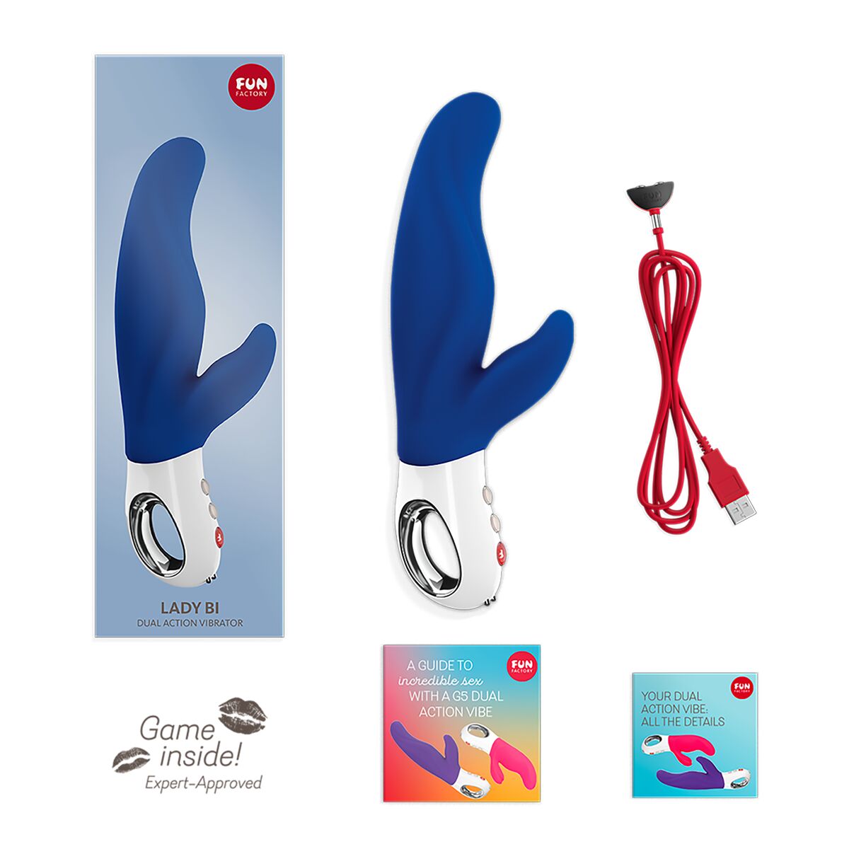 Dubbelvibrator Dual Stimulation Vibe Fun Factory LADY BI Blå - 3