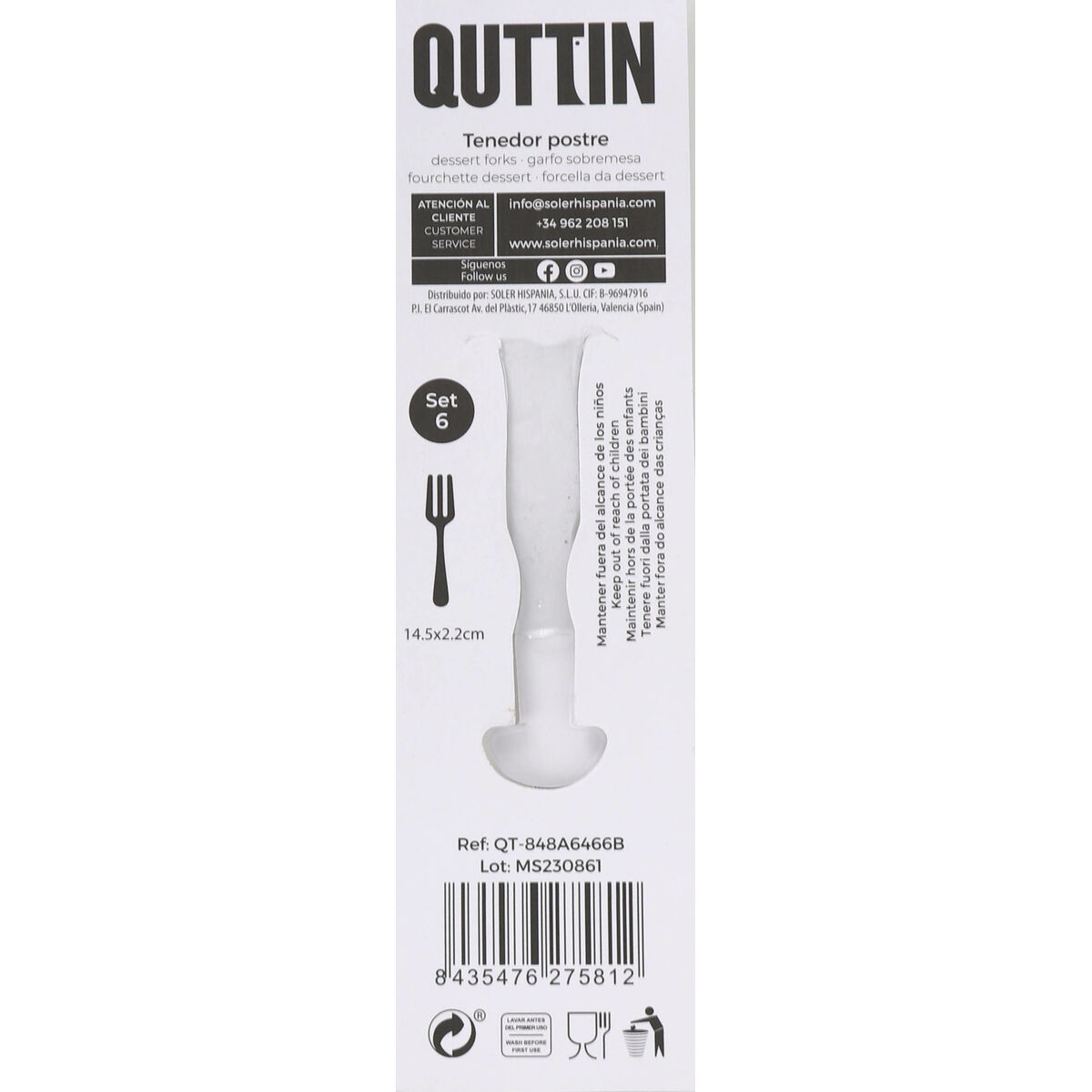 Set med dessertgafflar Quttin Antartica 14,5 x 2,2 cm 6 Delar - 3