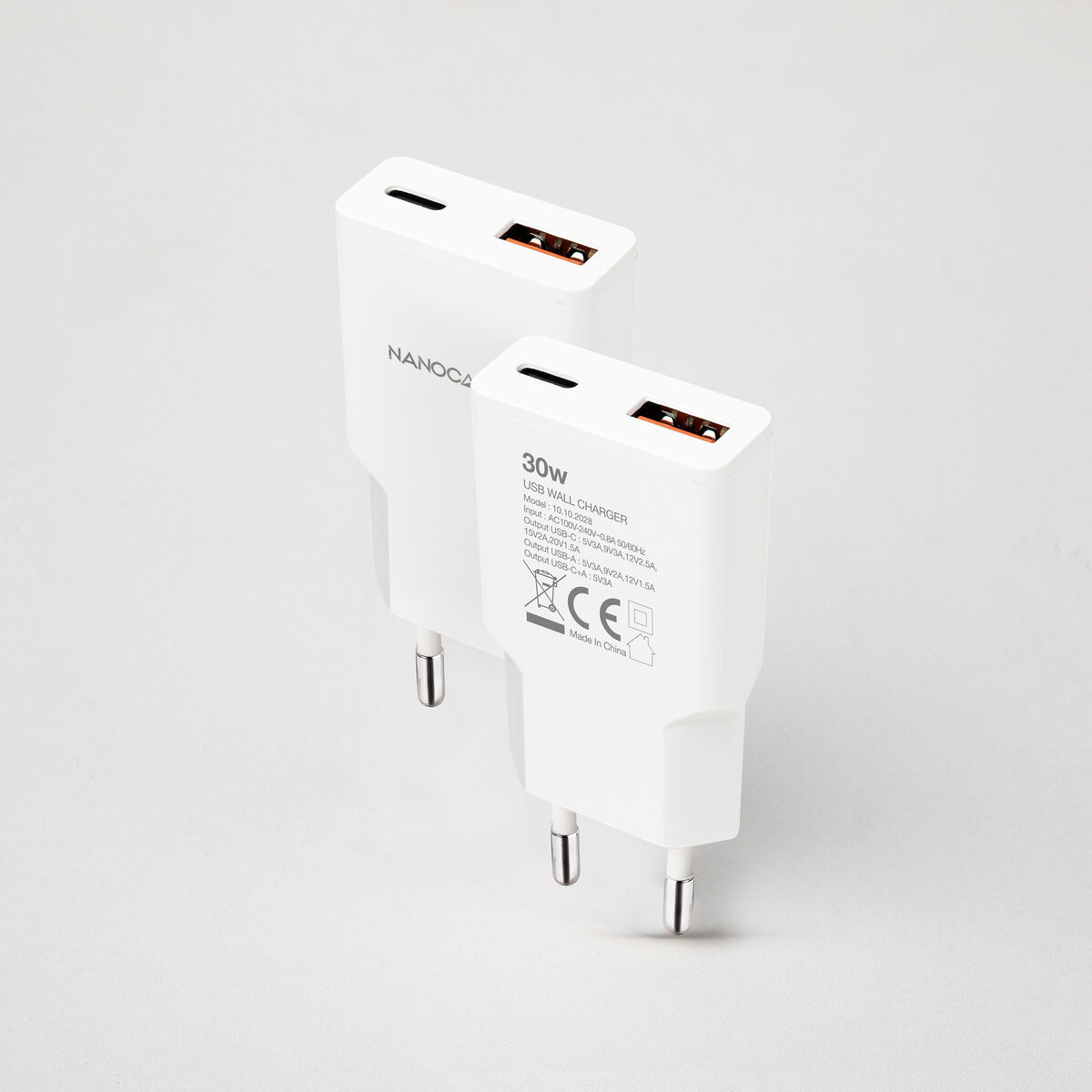 Väggladdare NANOCABLE 10.10.2028 Vit 30 W - 3