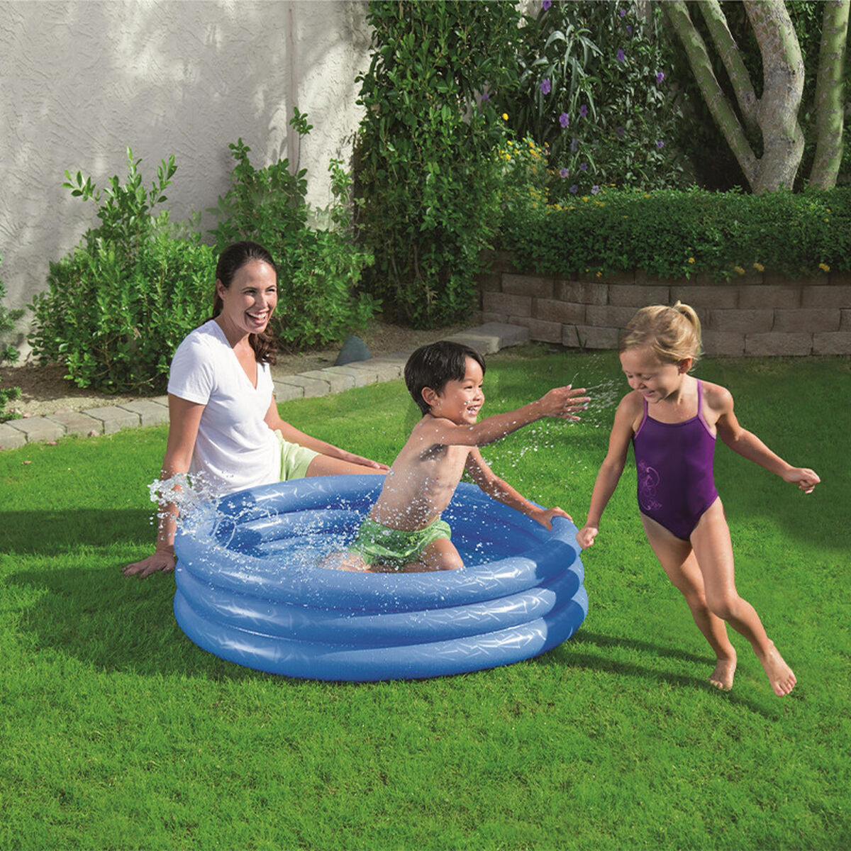 Bestway Uppblåsbar Barnpool 3 Ringar Eco Färg Mix 102x25 cm +2 År Trädgård 51024 - 4