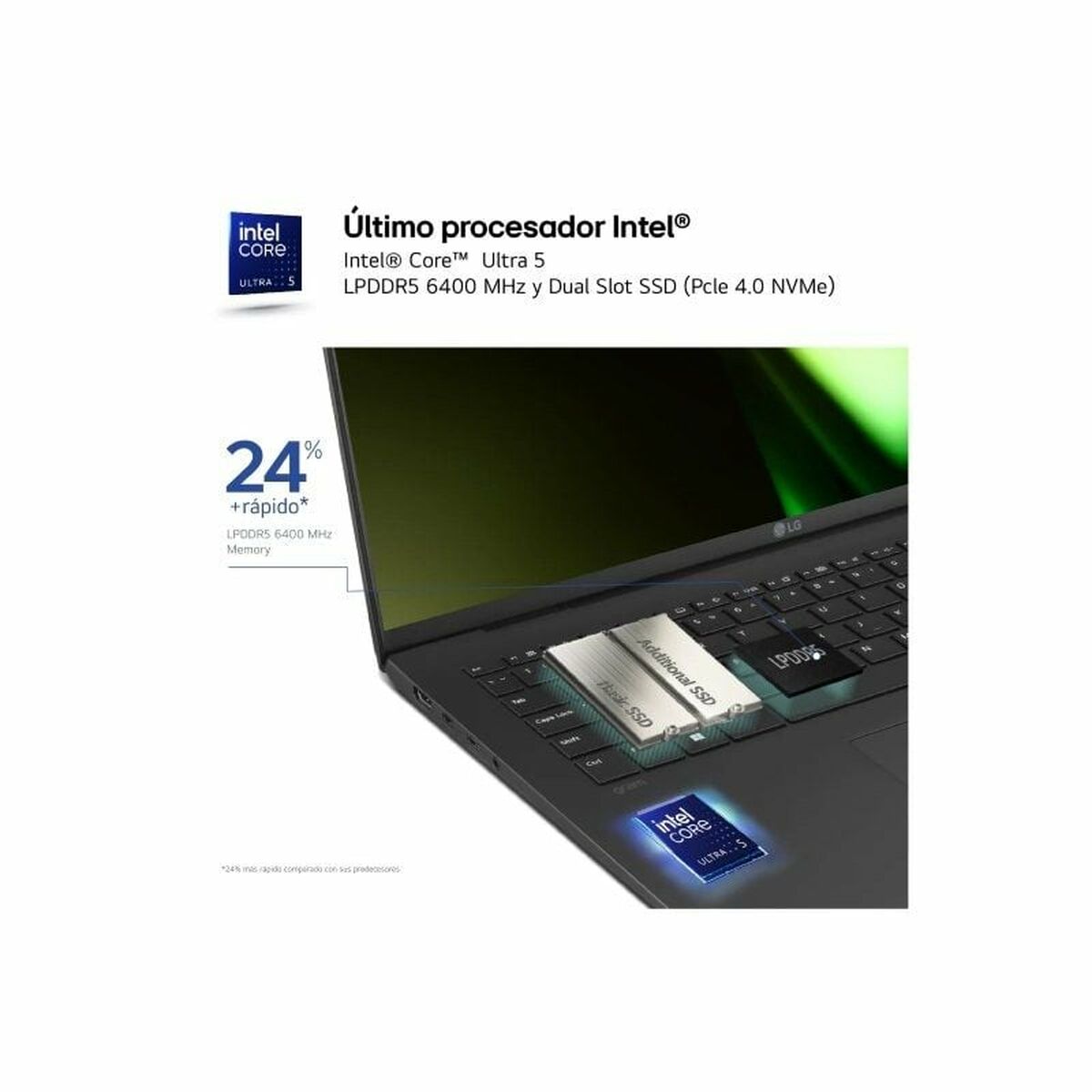 Bärbar dator LG 14Z90S-V.AP55B 14" intel core ultra 5 16 GB RAM 512 GB SSD Qwerty Spanska - 2