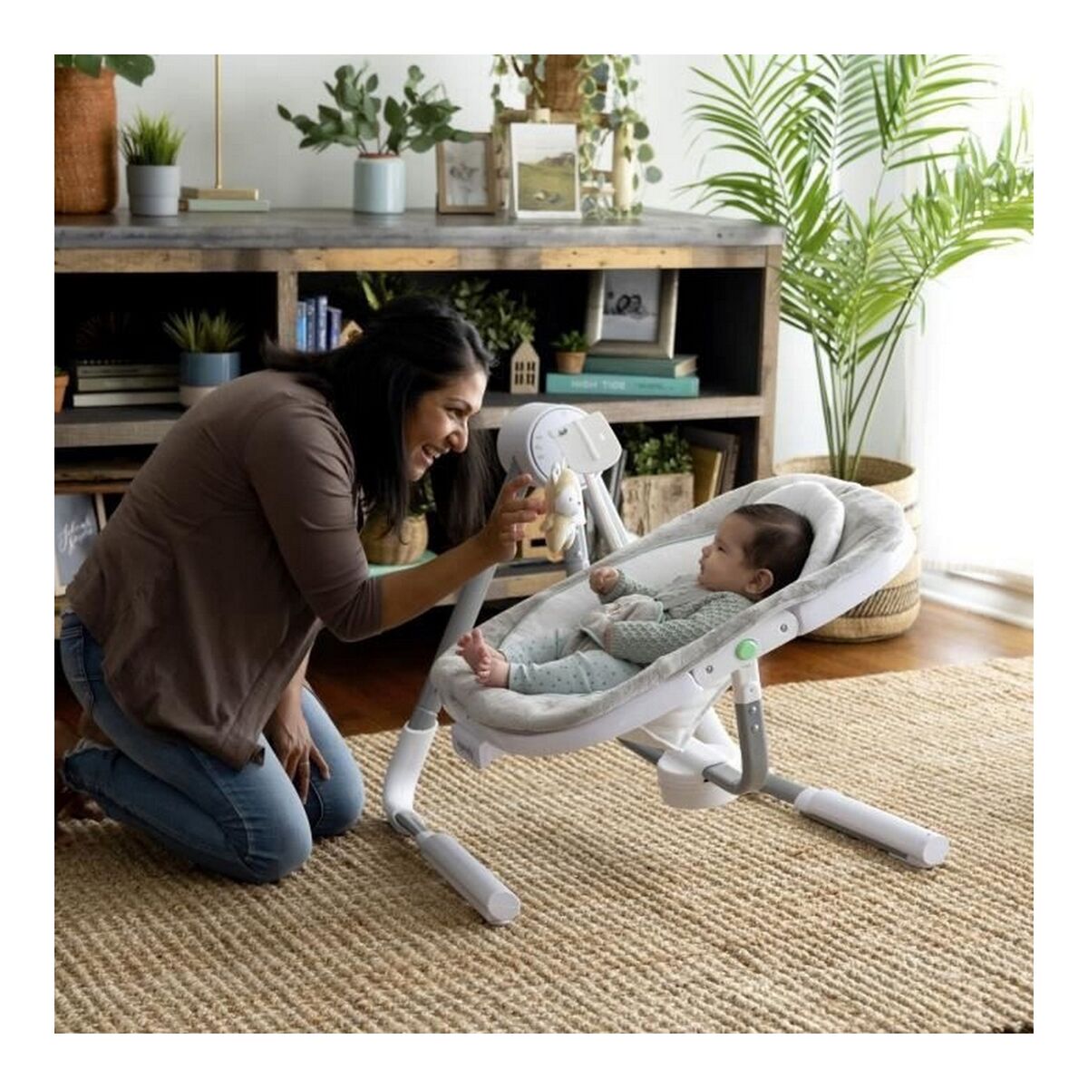 Hängmatta för bebis Ingenuity Dual-Direction Swing Vit Grå - 3