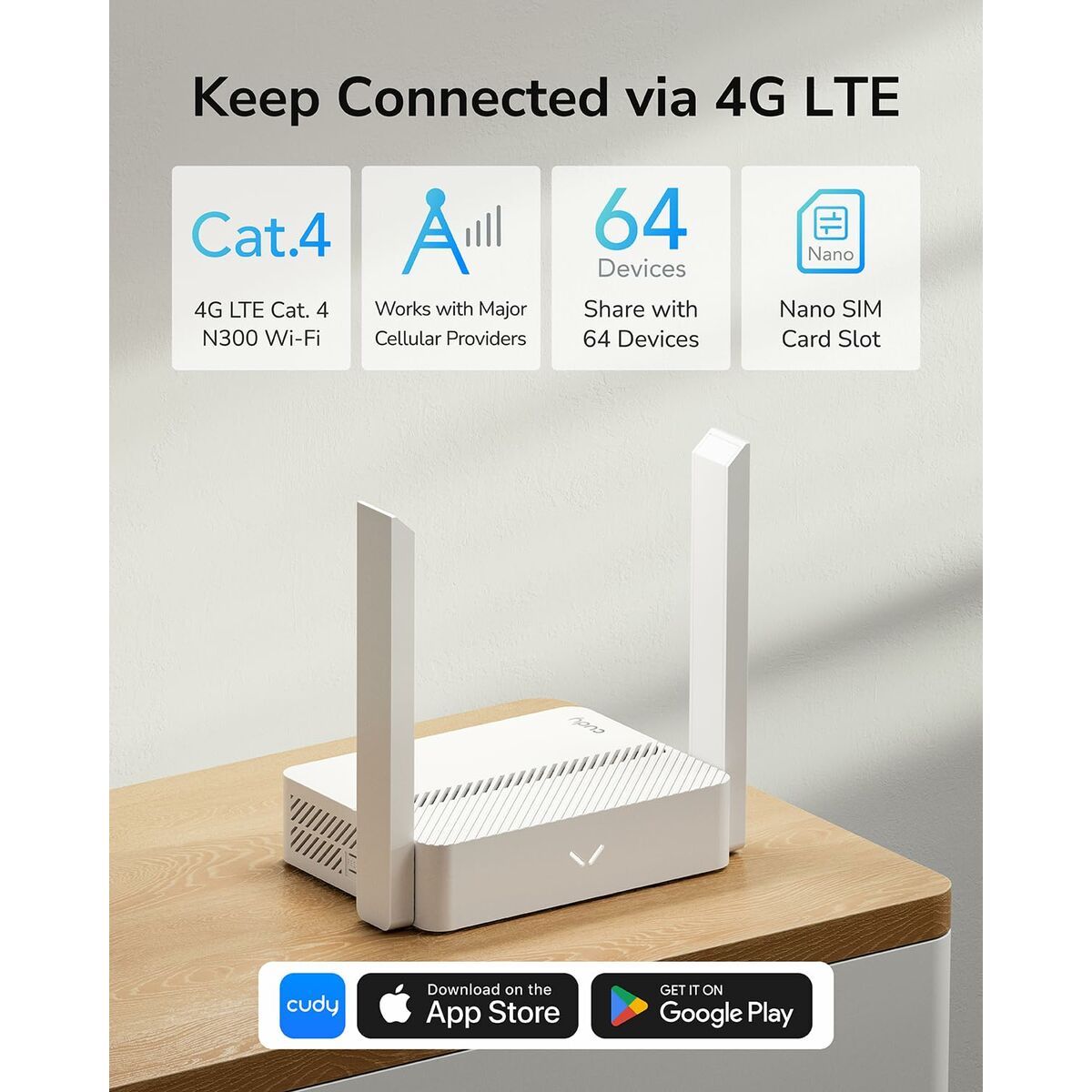 Router Cudy LT300_EU Vit RJ45 RJ45 x 1 Wi-Fi 4 - 2