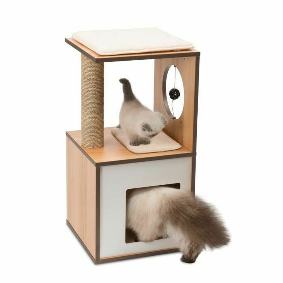 Klösträd för katter Vesper V-Box Brun Trä MDF 37 x 37 x 72,5 cm