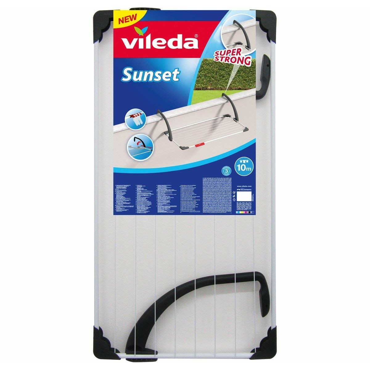 Torklina Vileda 157229 Sunset CJ6 För upphängning på balkong Stål Vit Harts (110 x 56 x 28 cm) (10 m) - 8