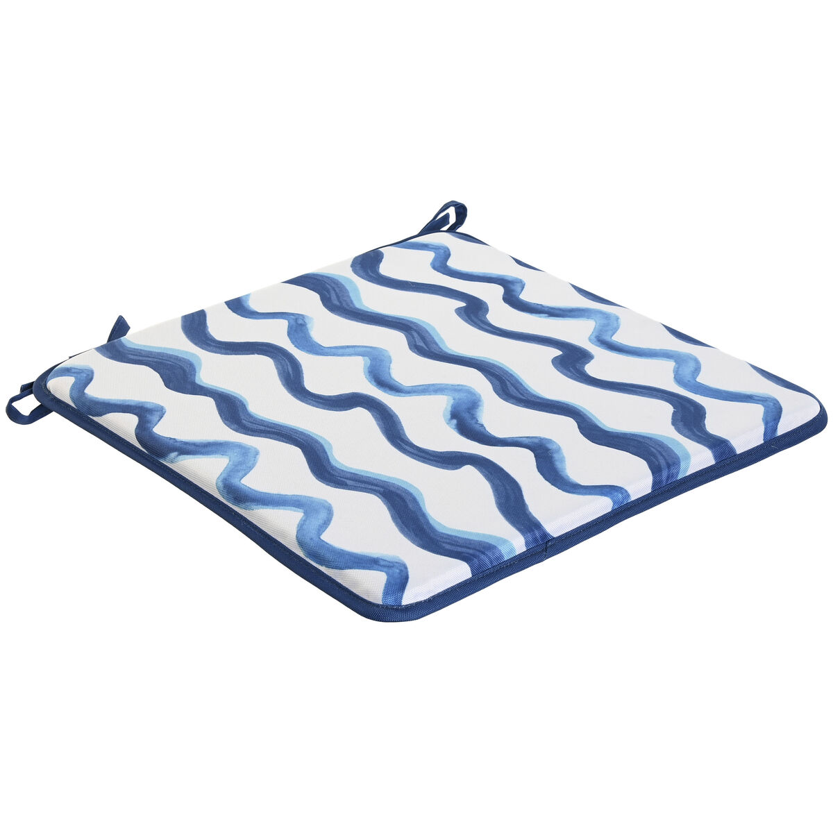 Stolsdyna Home ESPRIT Blå Vit 38 x 38 x 2 cm